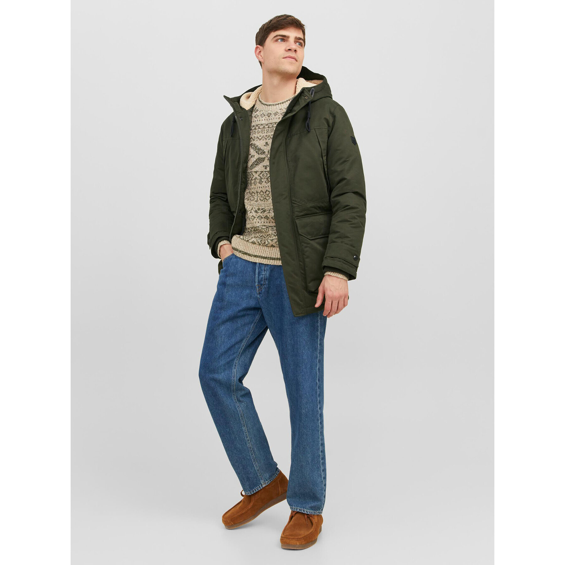 Jack&Jones Geacă de iarnă 12235869 Verde Regular Fit - Pled.ro