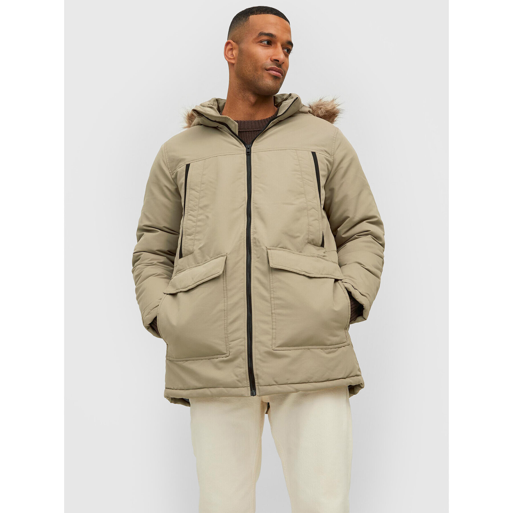 Jack&Jones Geacă de iarnă Craft 12211773 Bej Regular Fit - Pled.ro