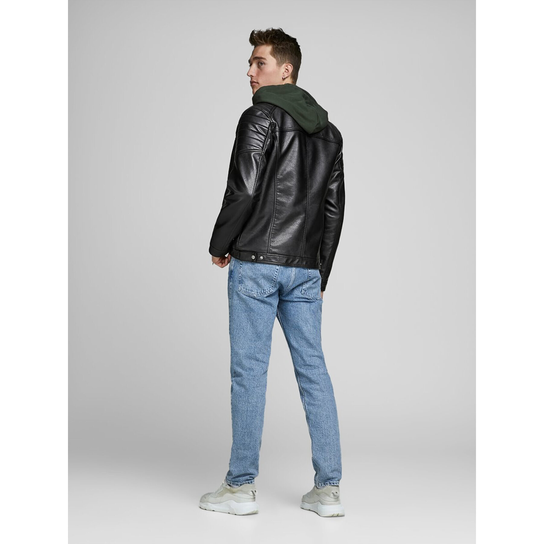 Jack&Jones Geacă din imitație de piele Rocky 12147218 Negru Regular Fit - Pled.ro