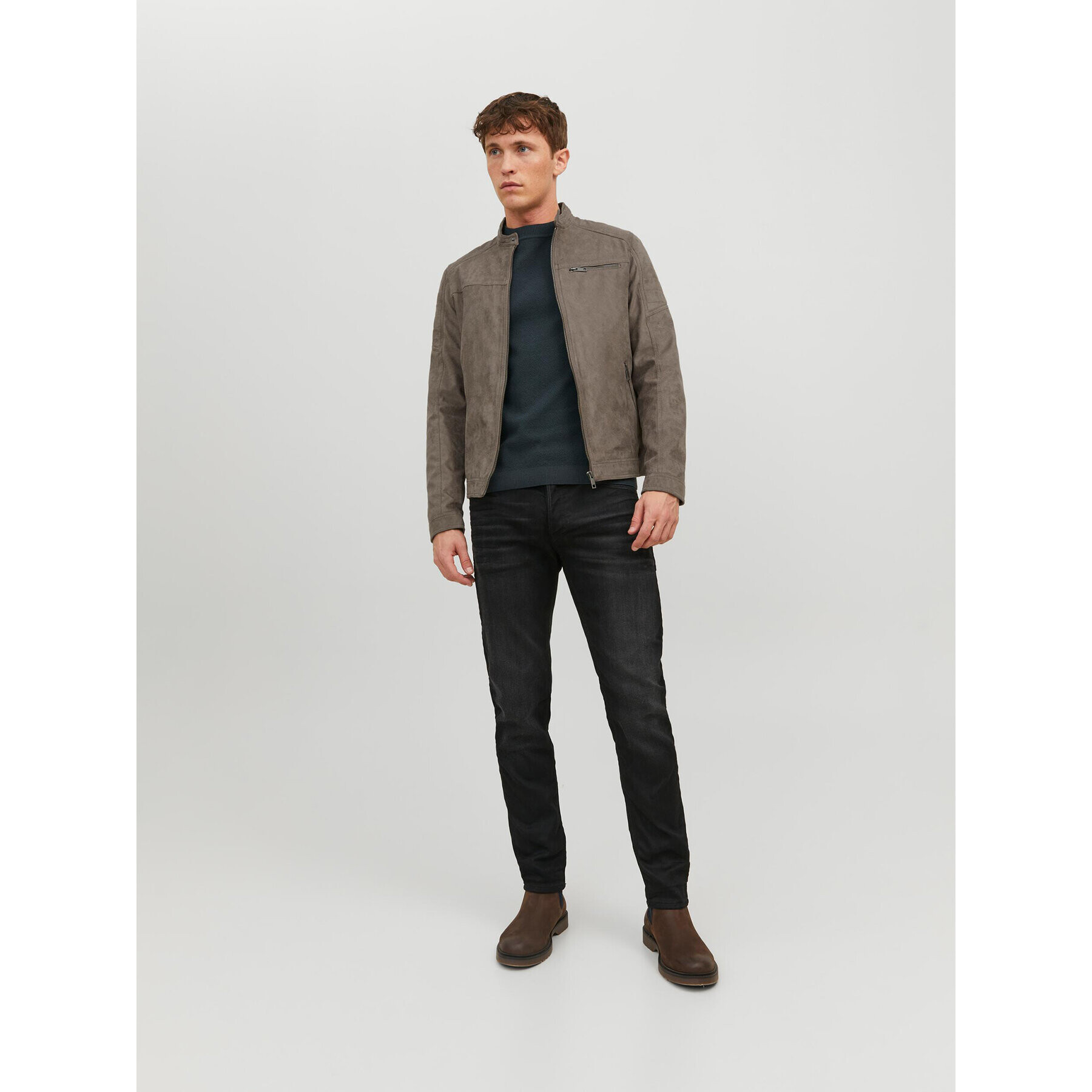 Jack&Jones Geacă din imitație de piele Rocky 12147218 Gri Regular Fit - Pled.ro