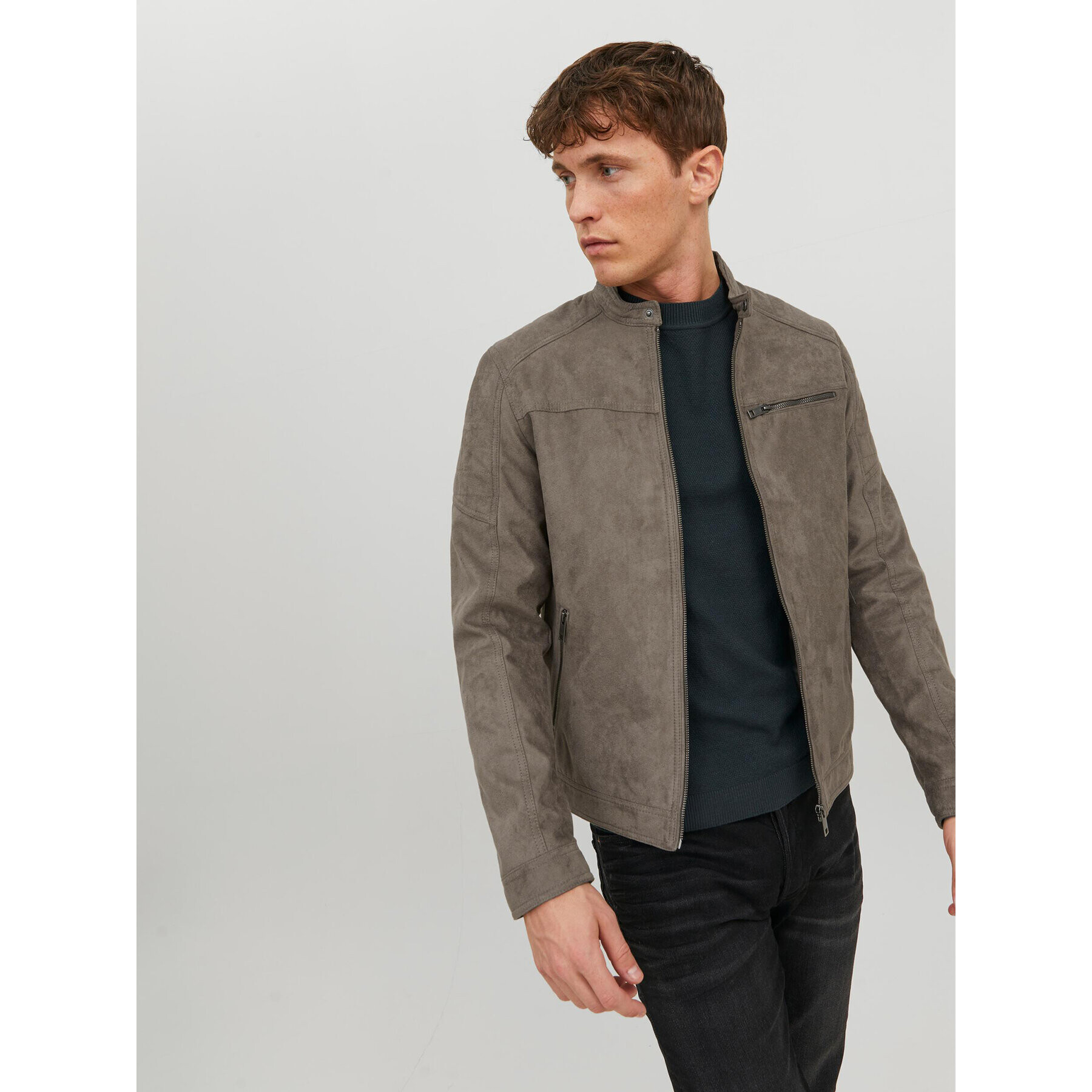 Jack&Jones Geacă din imitație de piele Rocky 12147218 Gri Regular Fit - Pled.ro