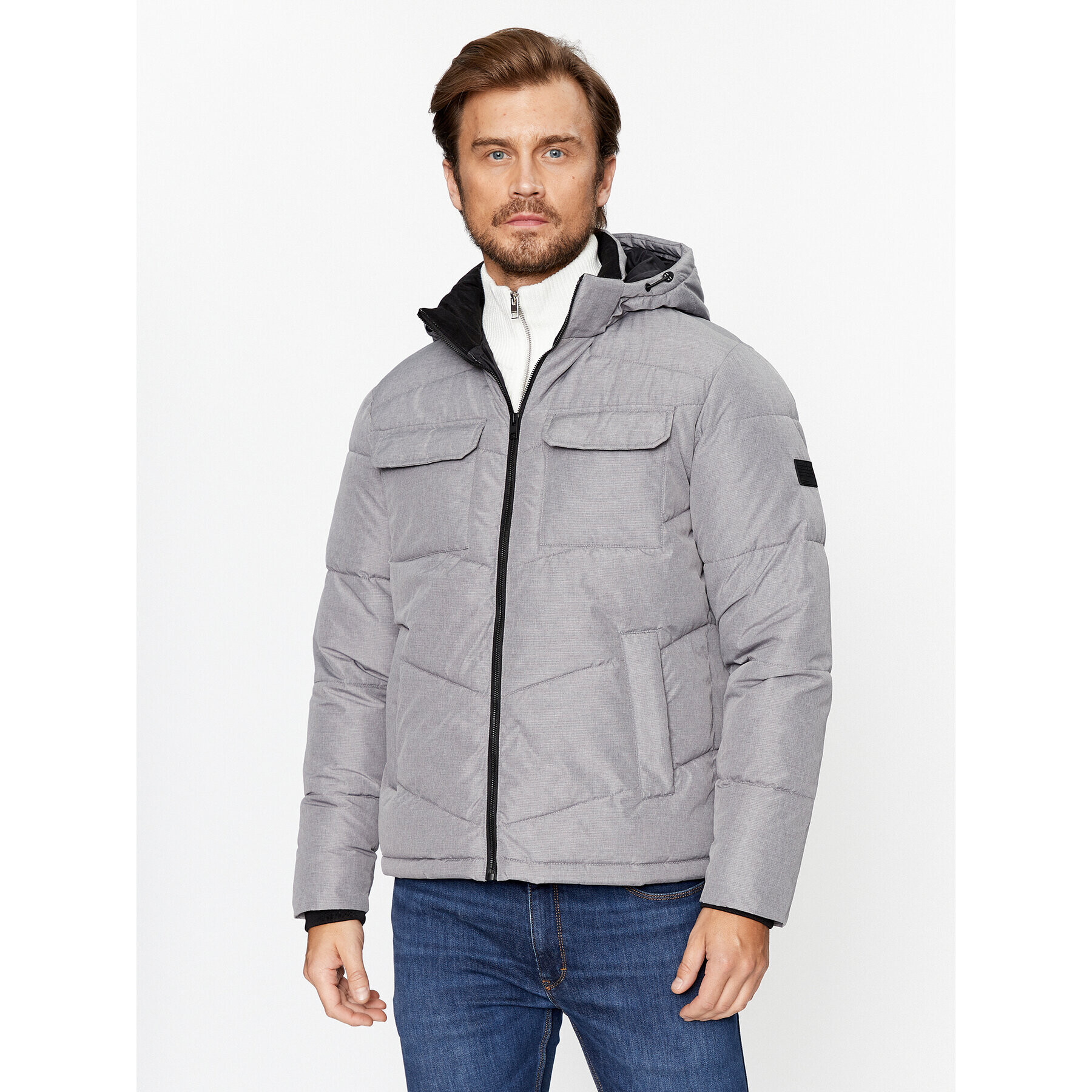 Jack&Jones Geacă din puf 12236044 Gri Regular Fit - Pled.ro