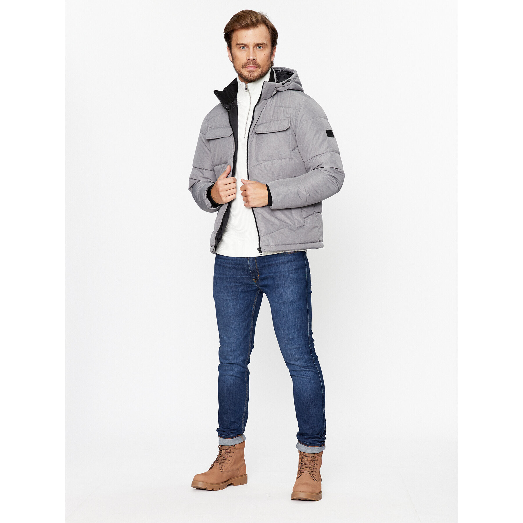 Jack&Jones Geacă din puf 12236044 Gri Regular Fit - Pled.ro