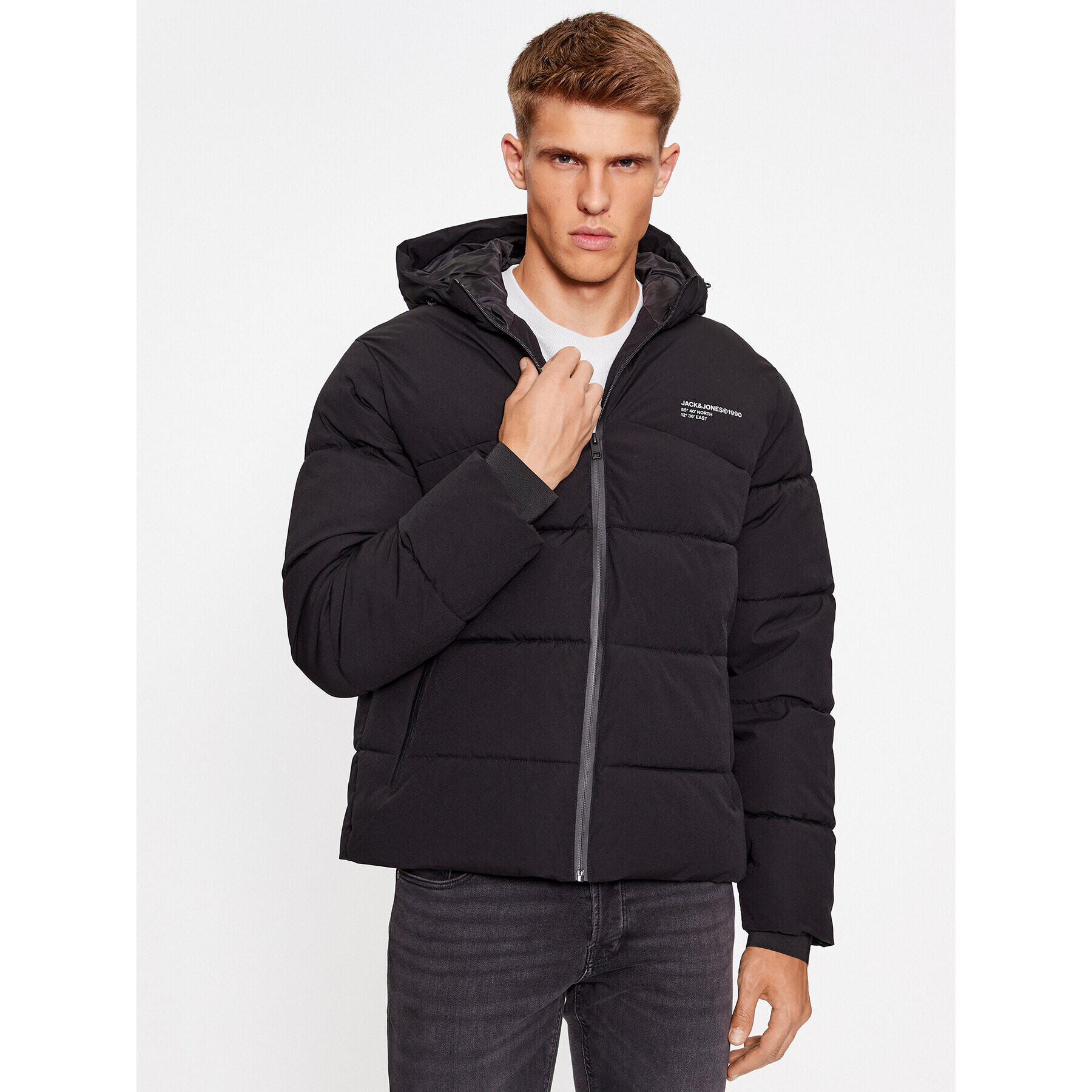 Jack&Jones Geacă din puf 12236065 Negru Regular Fit - Pled.ro