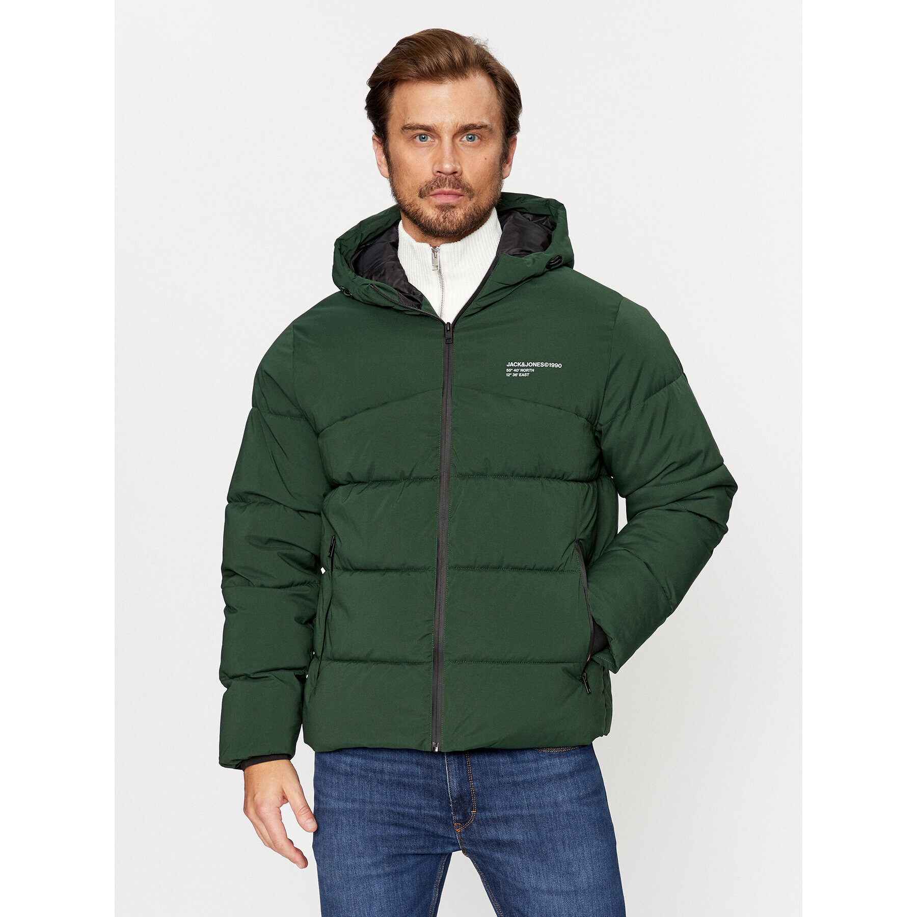 Jack&Jones Geacă din puf 12236065 Verde Regular Fit - Pled.ro