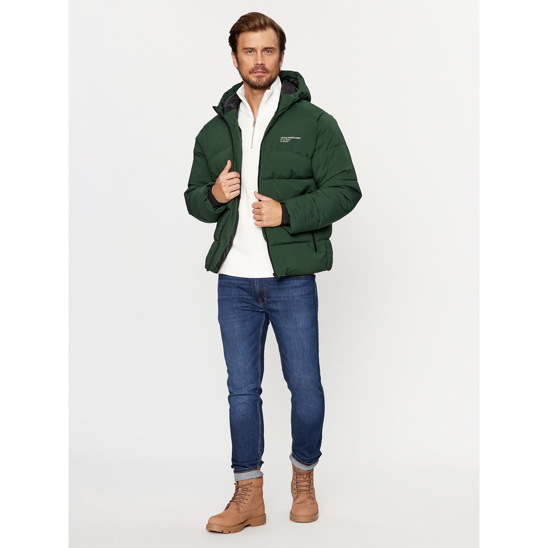 Jack&Jones Geacă din puf 12236065 Verde Regular Fit - Pled.ro