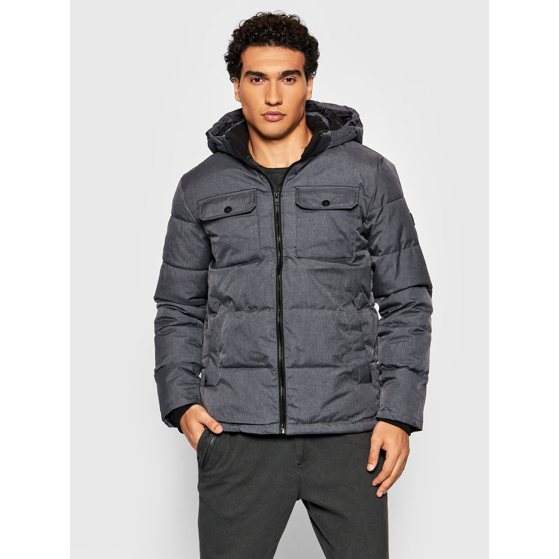 Jack&Jones Geacă din puf Ronald 12190036 Gri Regular Fit - Pled.ro