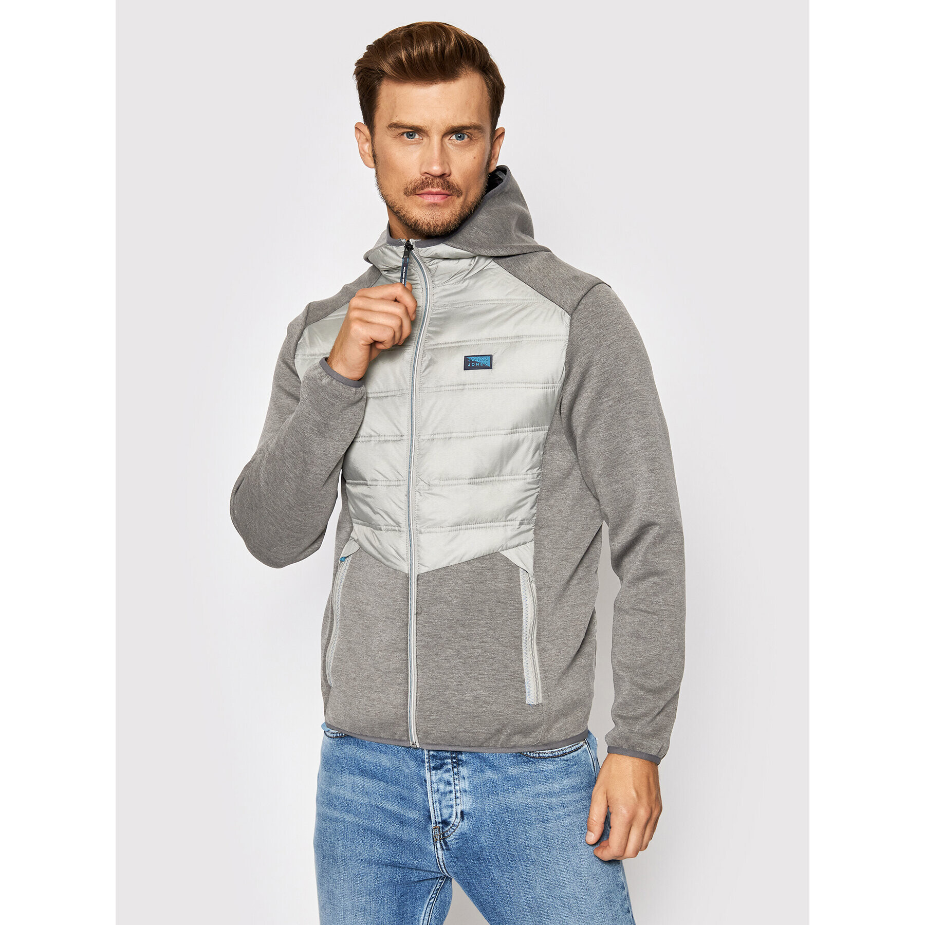 Jack&Jones Geacă Toby Hybrid 12184739 Gri Regular Fit - Pled.ro