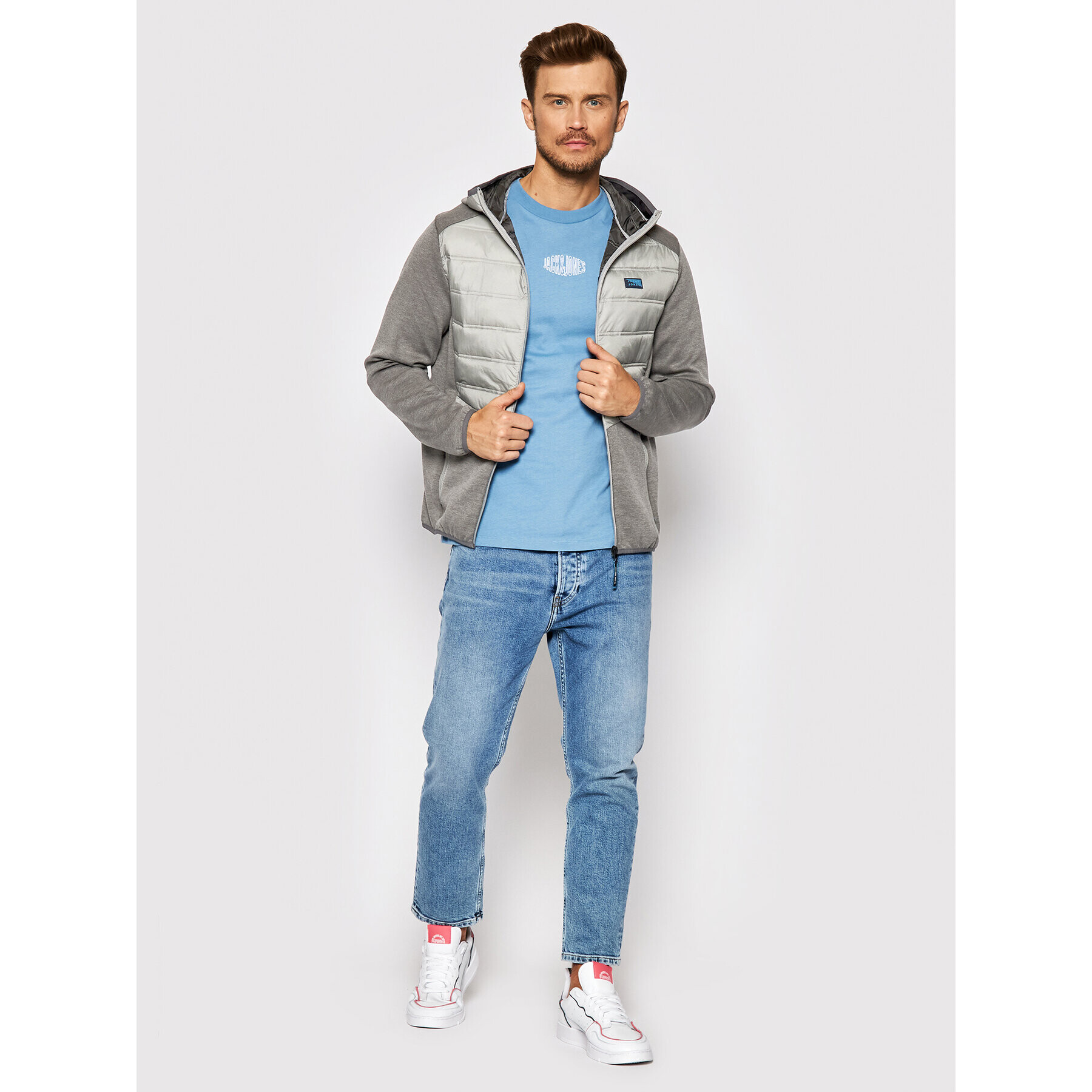 Jack&Jones Geacă Toby Hybrid 12184739 Gri Regular Fit - Pled.ro