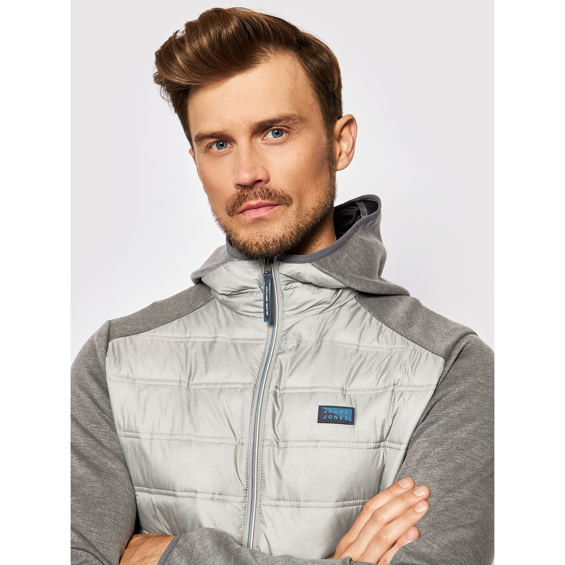 Jack&Jones Geacă Toby Hybrid 12184739 Gri Regular Fit - Pled.ro