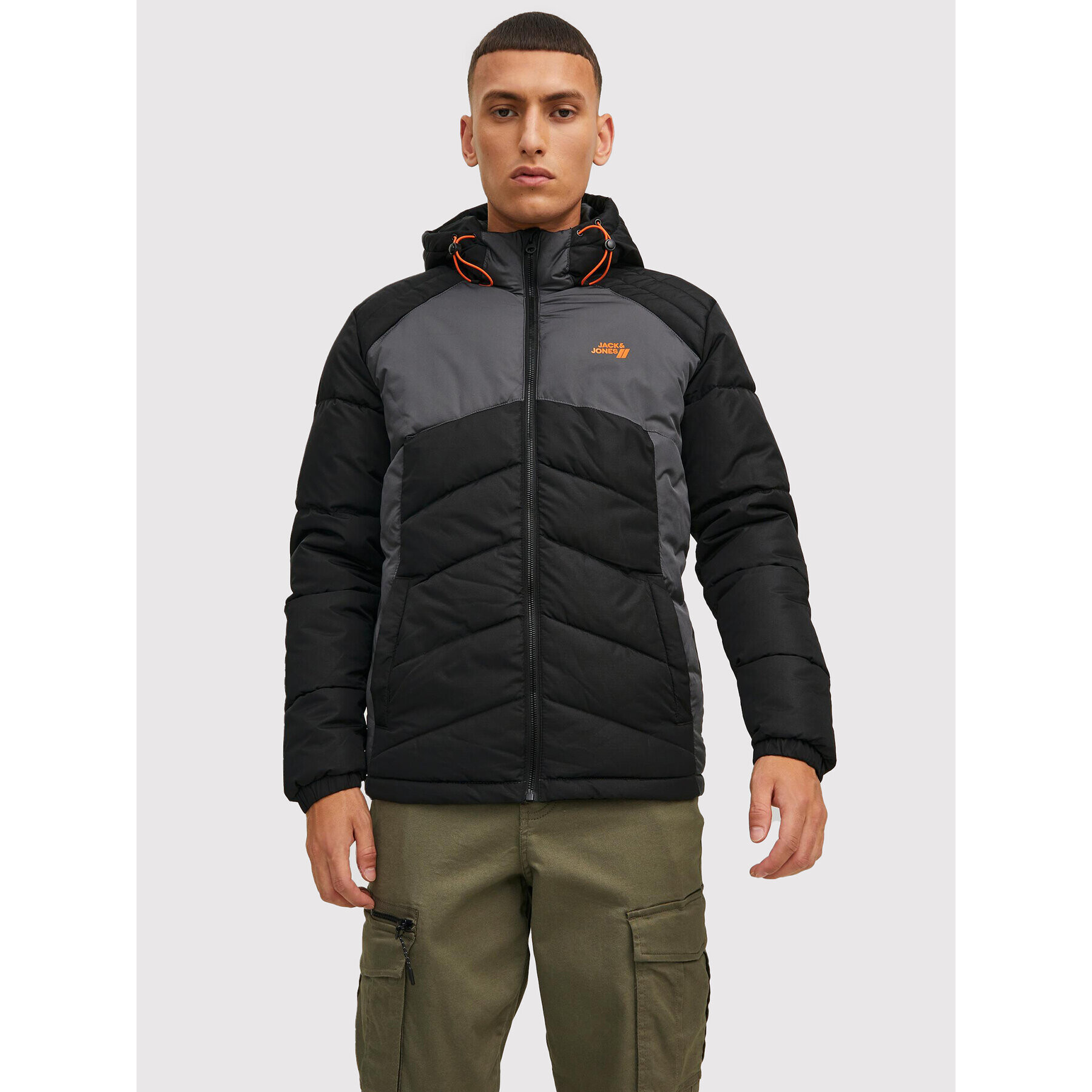 Jack&Jones Geacă din puf Block 12215950 Gri Regular Fit - Pled.ro