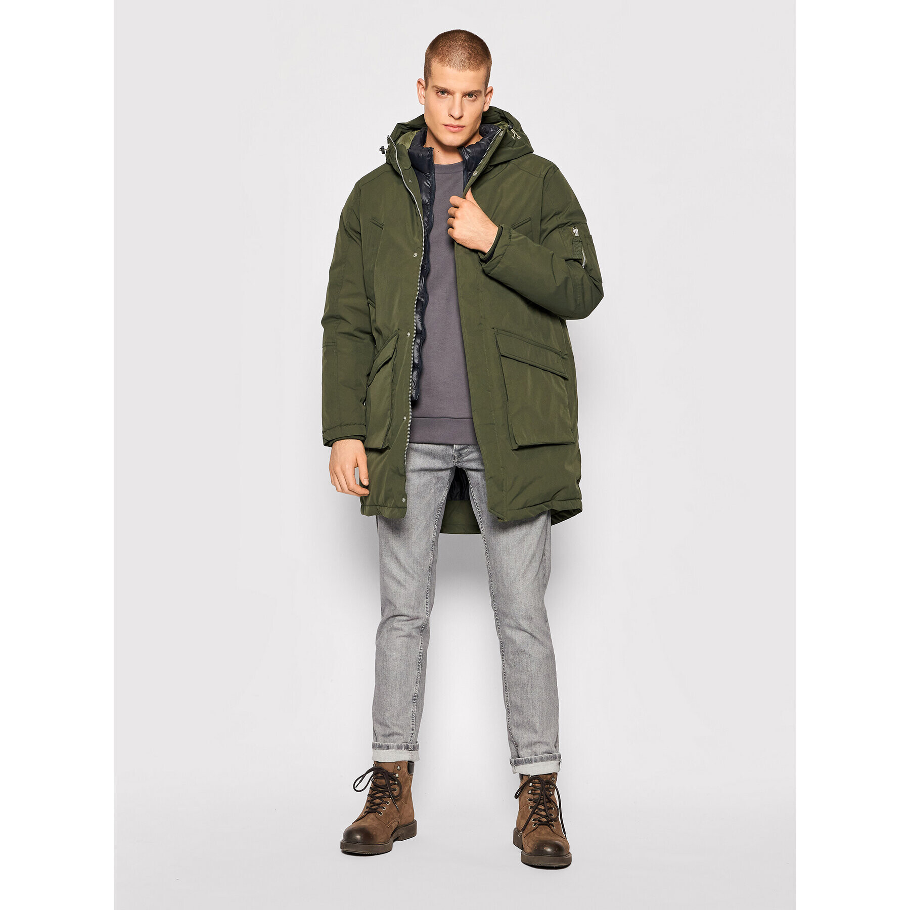 Jack&Jones Hanorac Terrazzo 12192668 Verde Regular Fit - Pled.ro