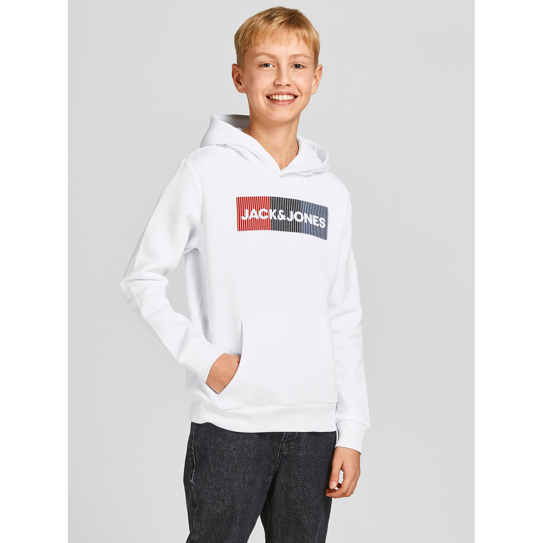 Jack&Jones Junior Bluză Corp Logo 12152841 Alb Regular Fit - Pled.ro