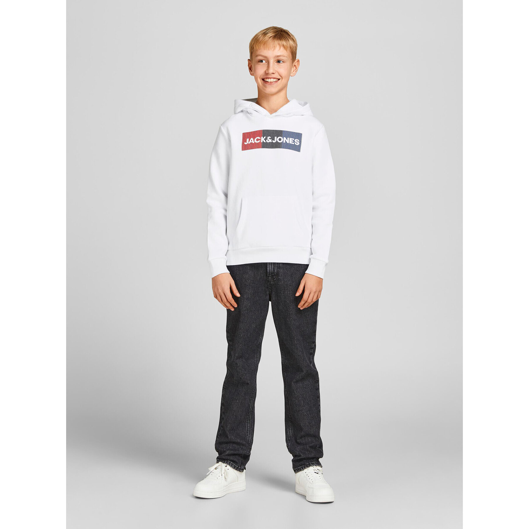 Jack&Jones Junior Bluză Corp Logo 12152841 Alb Regular Fit - Pled.ro