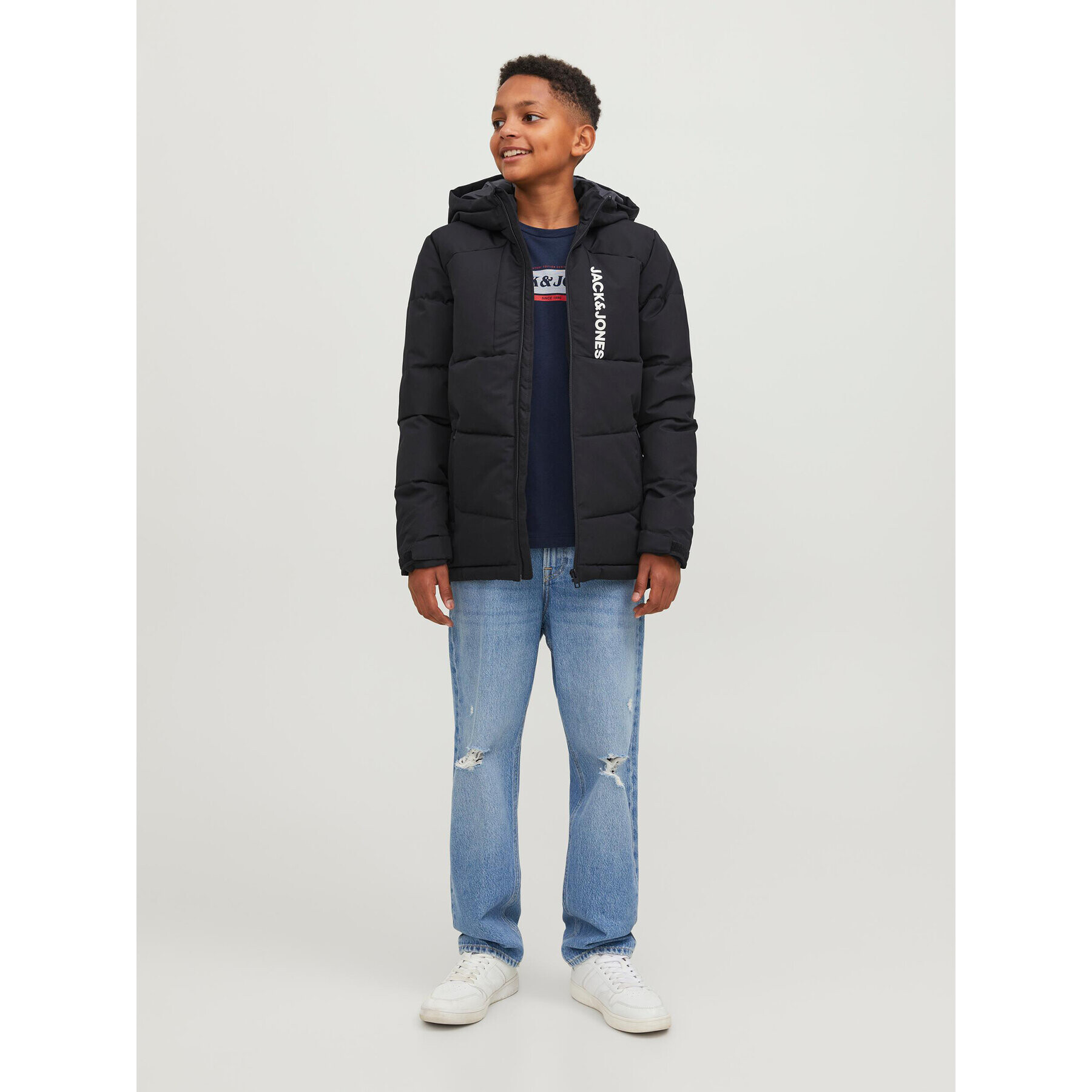 Jack&Jones Junior Geacă din puf 12239956 Negru Regular Fit - Pled.ro