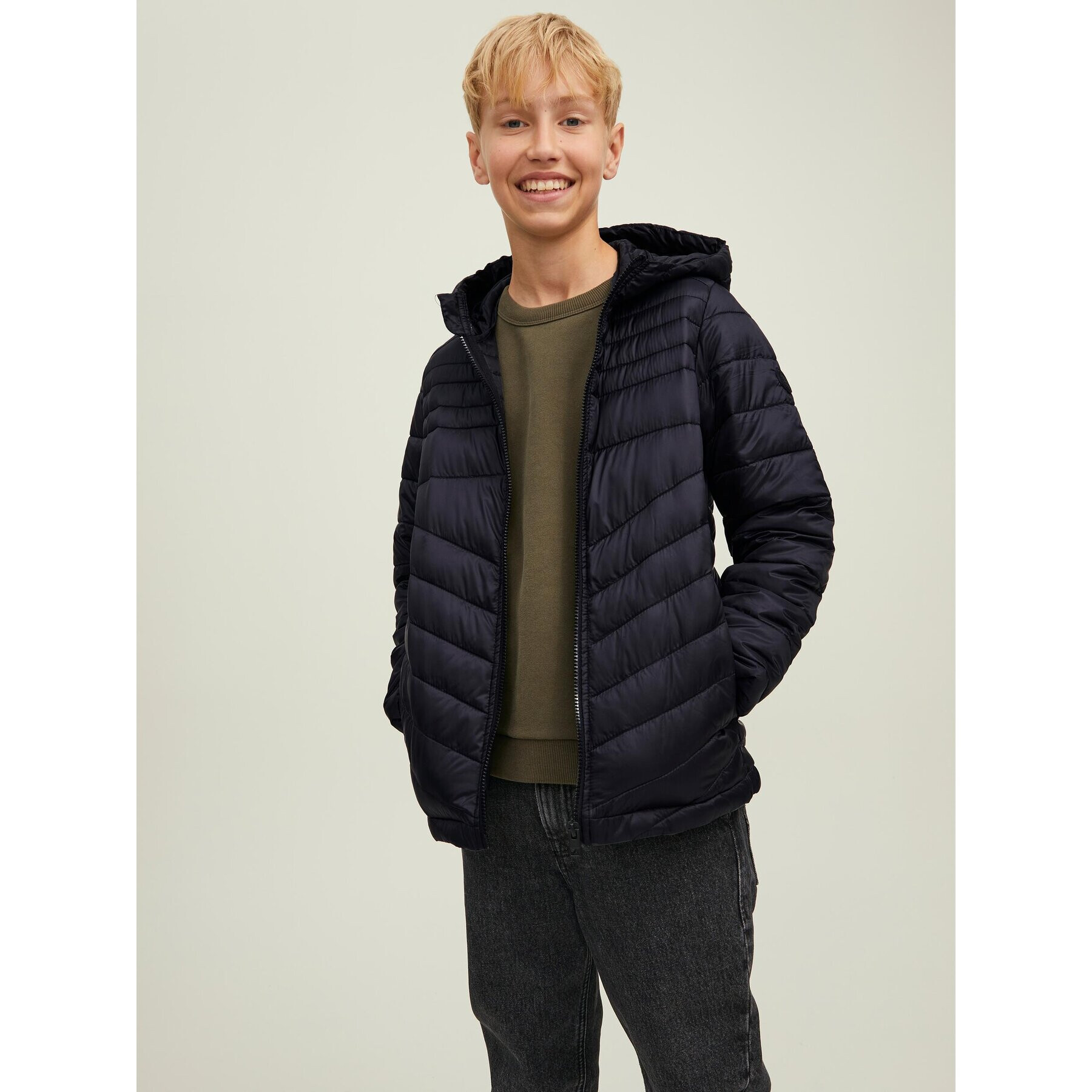 Jack&Jones Junior Geacă din puf Hero 12212568 Negru Regular Fit - Pled.ro