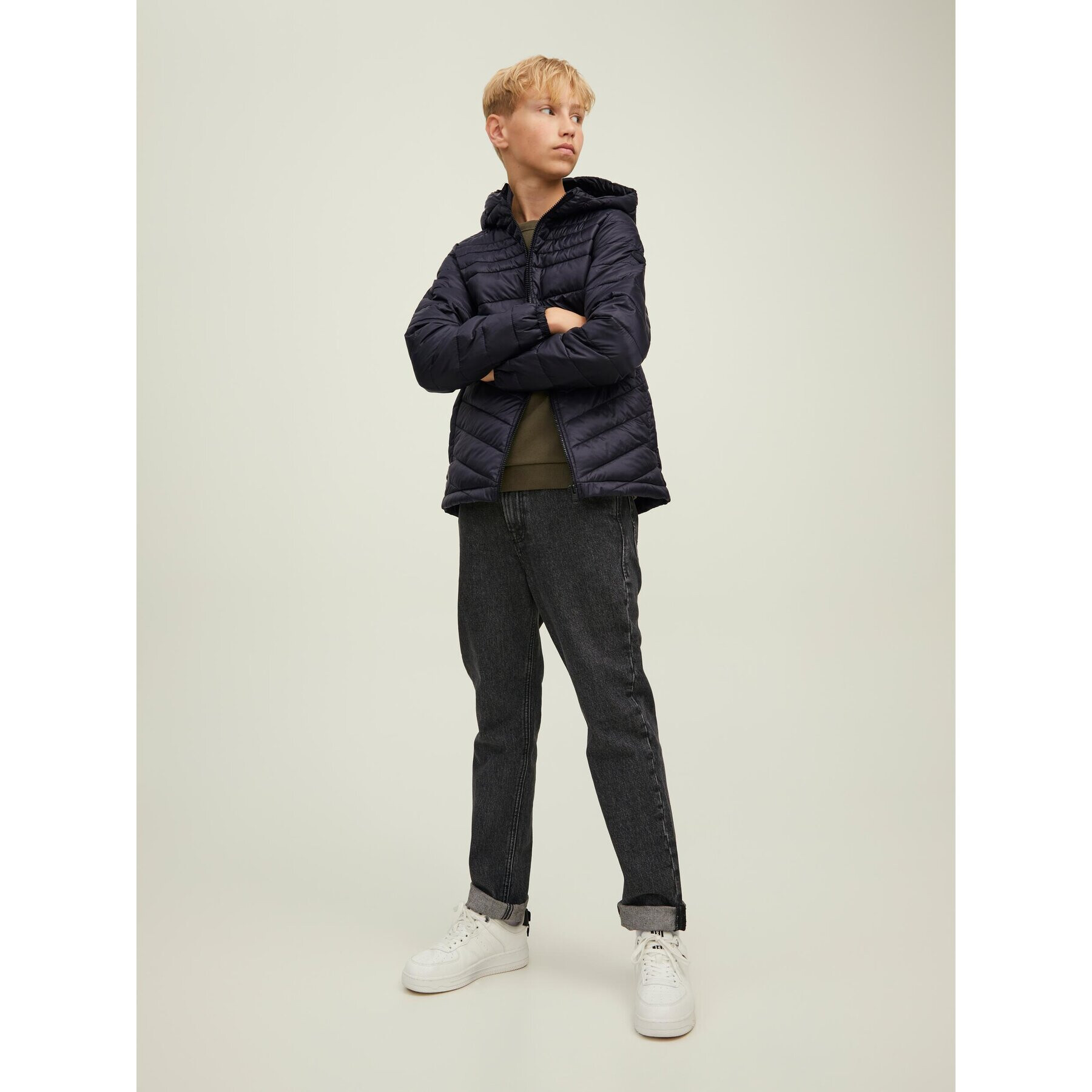 Jack&Jones Junior Geacă din puf Hero 12212568 Negru Regular Fit - Pled.ro