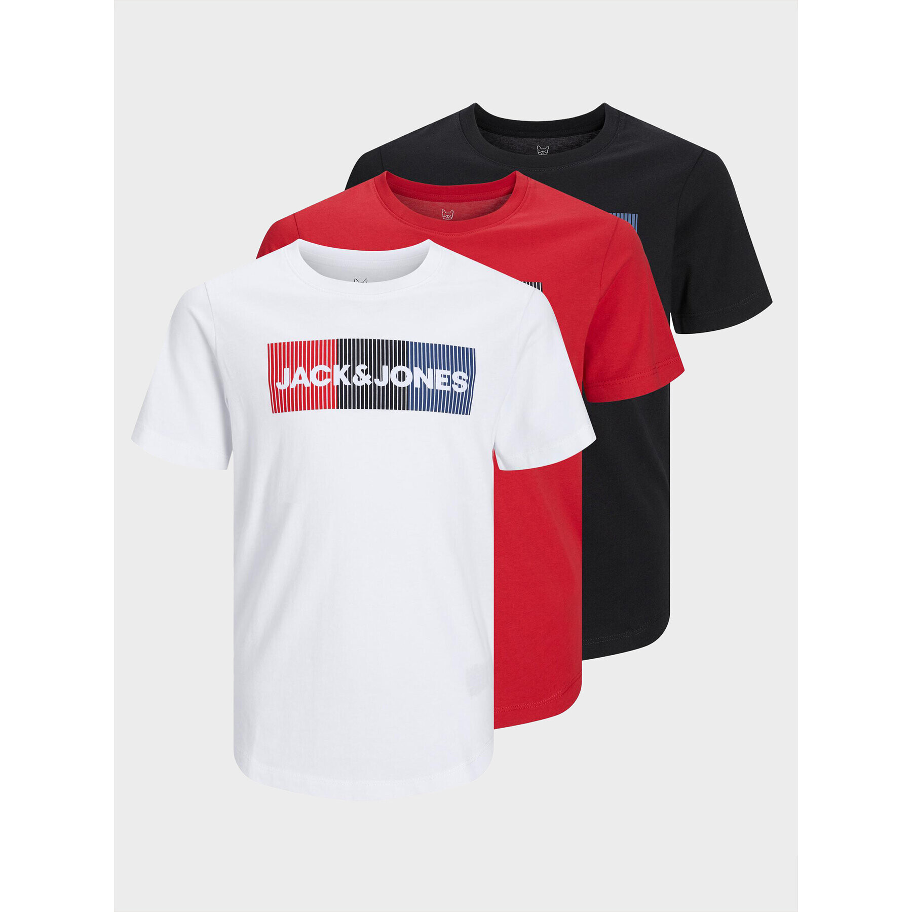 Jack&Jones Junior Set 3 tricouri Corp 12199948 Colorat Regular Fit - Pled.ro