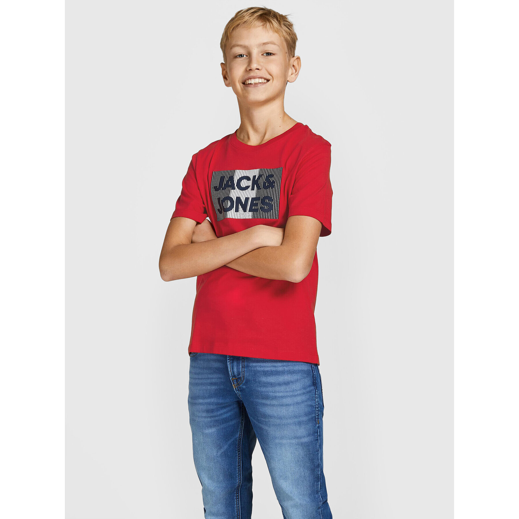 Jack&Jones Junior Set 3 tricouri Corp 12199948 Colorat Regular Fit - Pled.ro