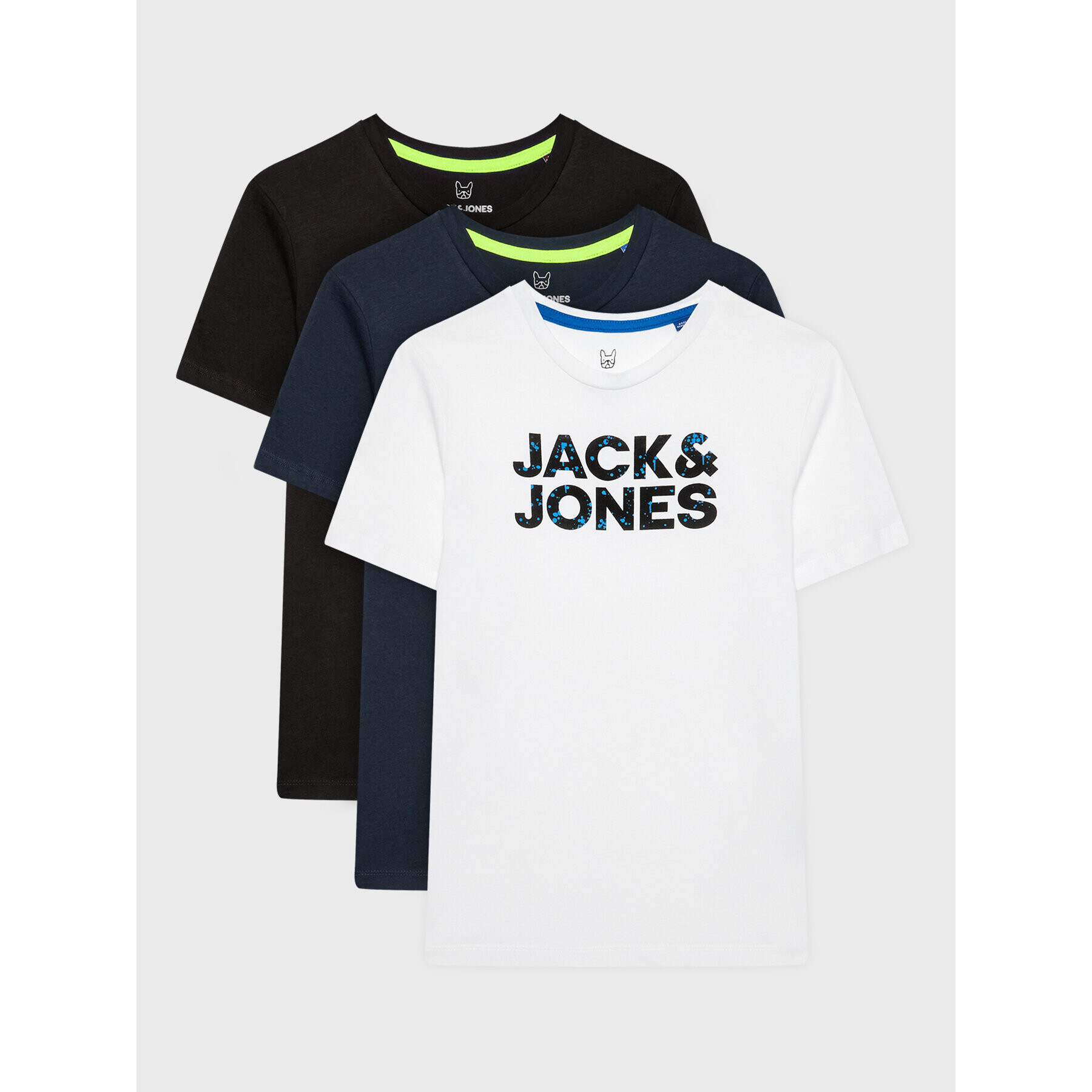 Jack&Jones Junior Set 3 tricouri Neon 12235339 Colorat Regular Fit - Pled.ro