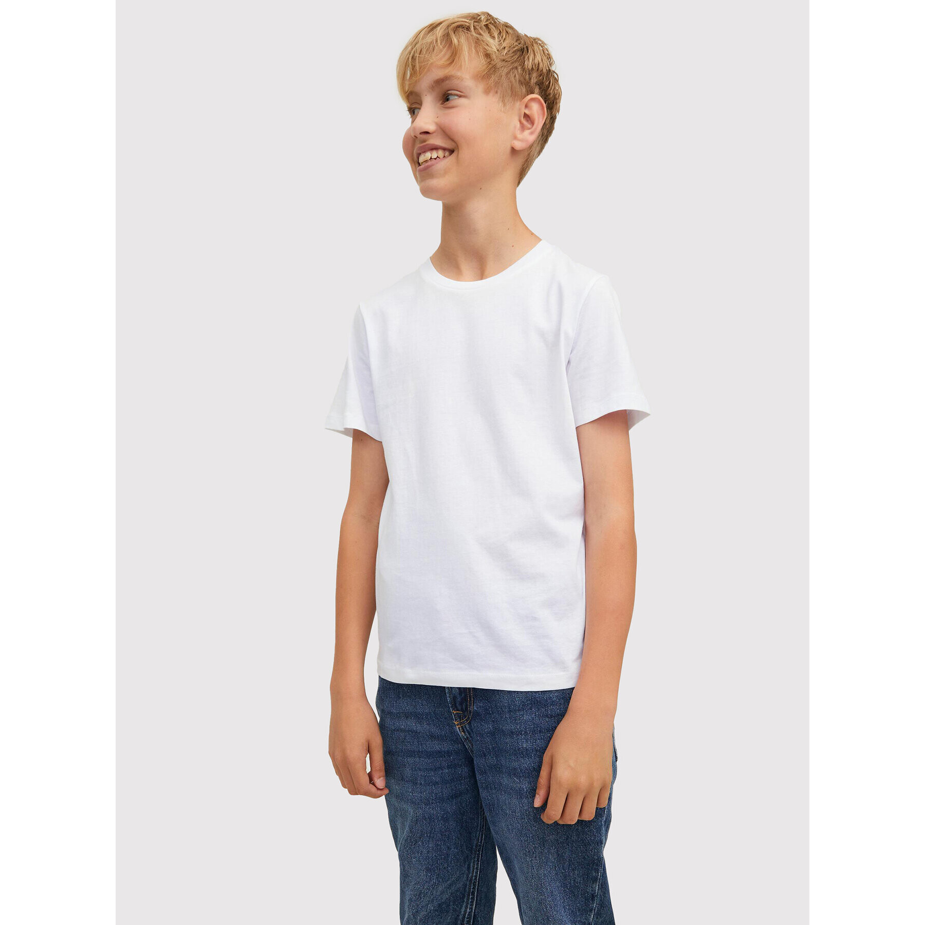 Jack&Jones Junior Set 3 tricouri Organic 12210989 Alb Regular Fit - Pled.ro