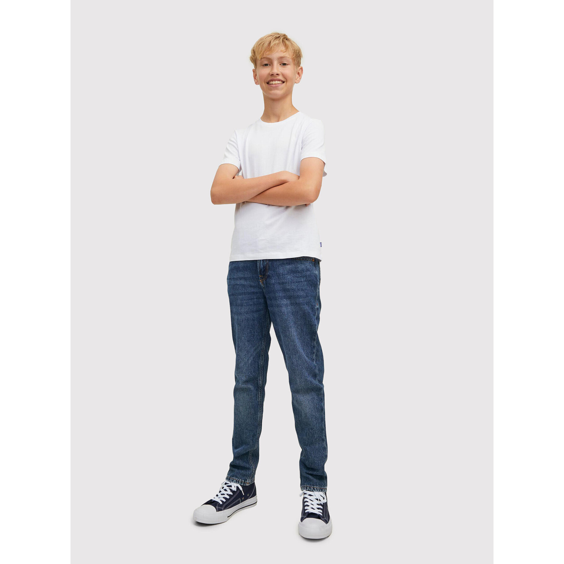 Jack&Jones Junior Set 3 tricouri Organic 12210989 Alb Regular Fit - Pled.ro