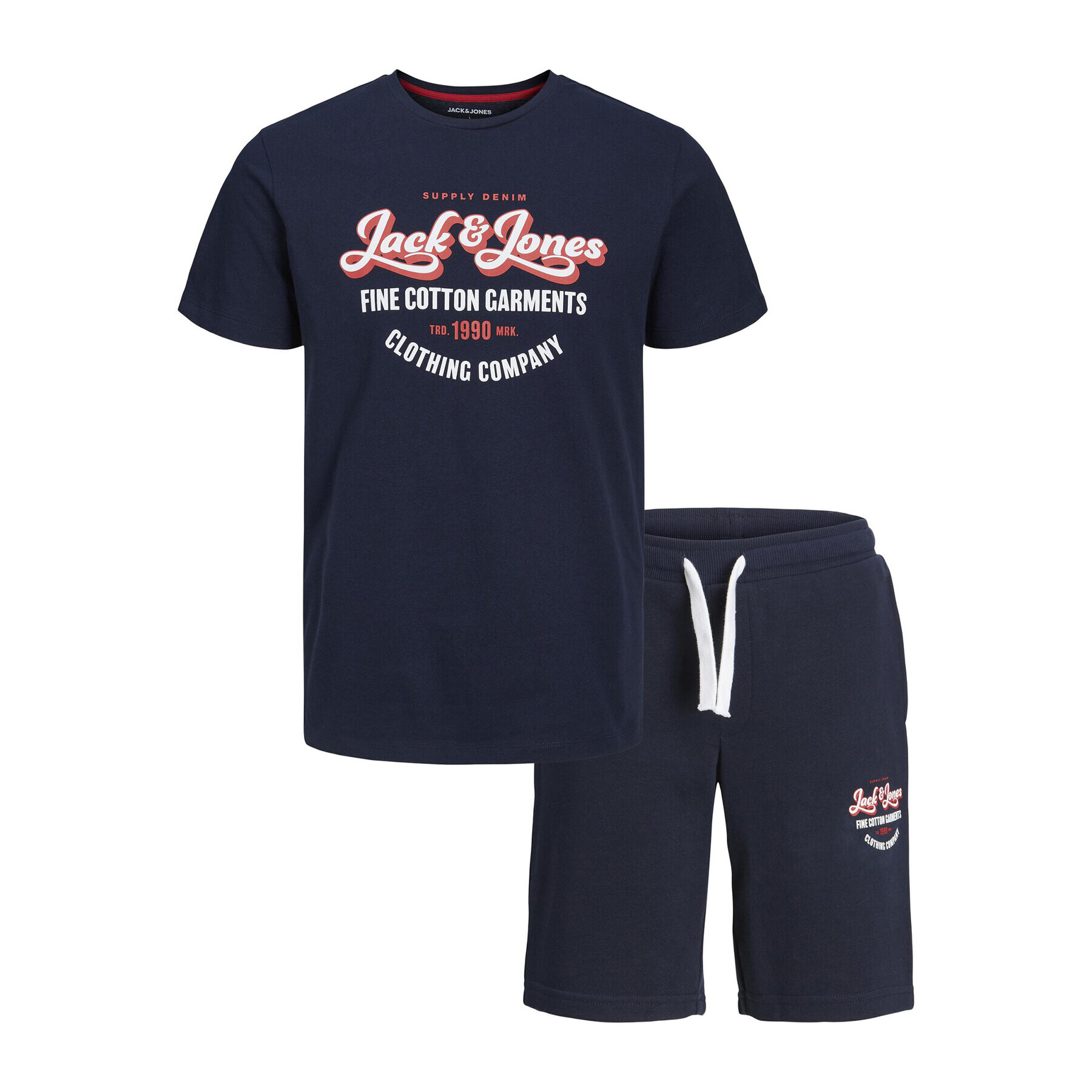 Jack&Jones Junior Set tricou și pantaloni scurți sport 12235271 Bleumarin Regular Fit - Pled.ro