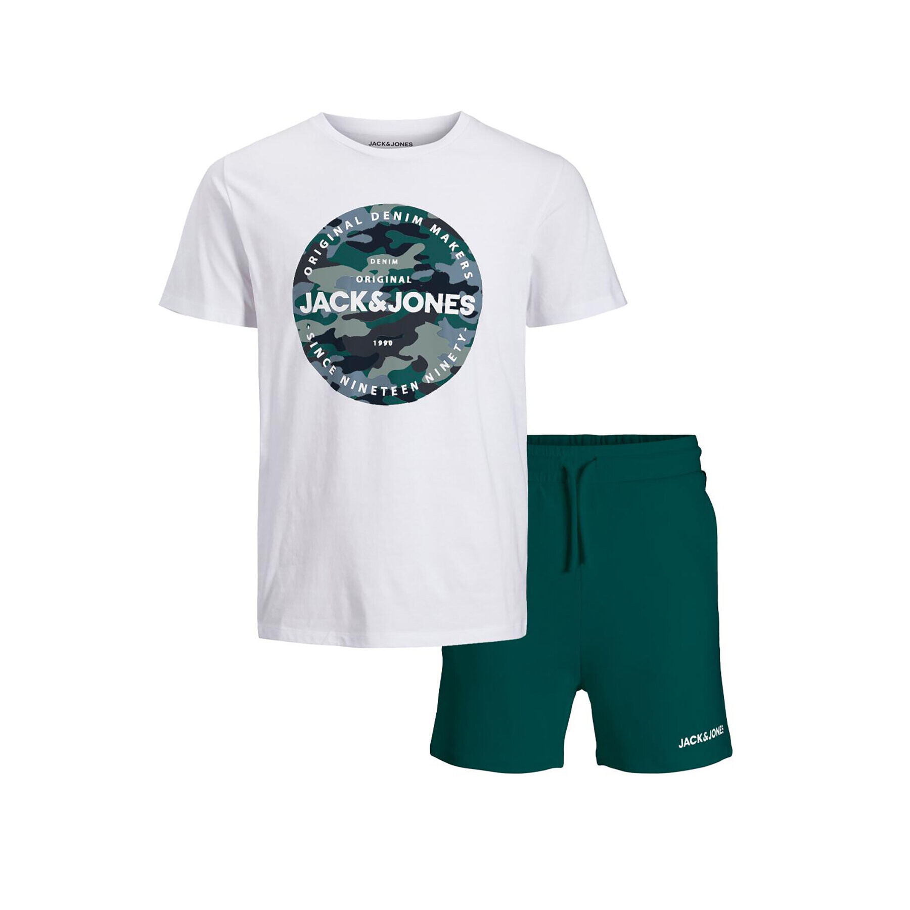 Jack&Jones Junior Set tricou și pantaloni scurți sport 12235343 Verde Regular Fit - Pled.ro