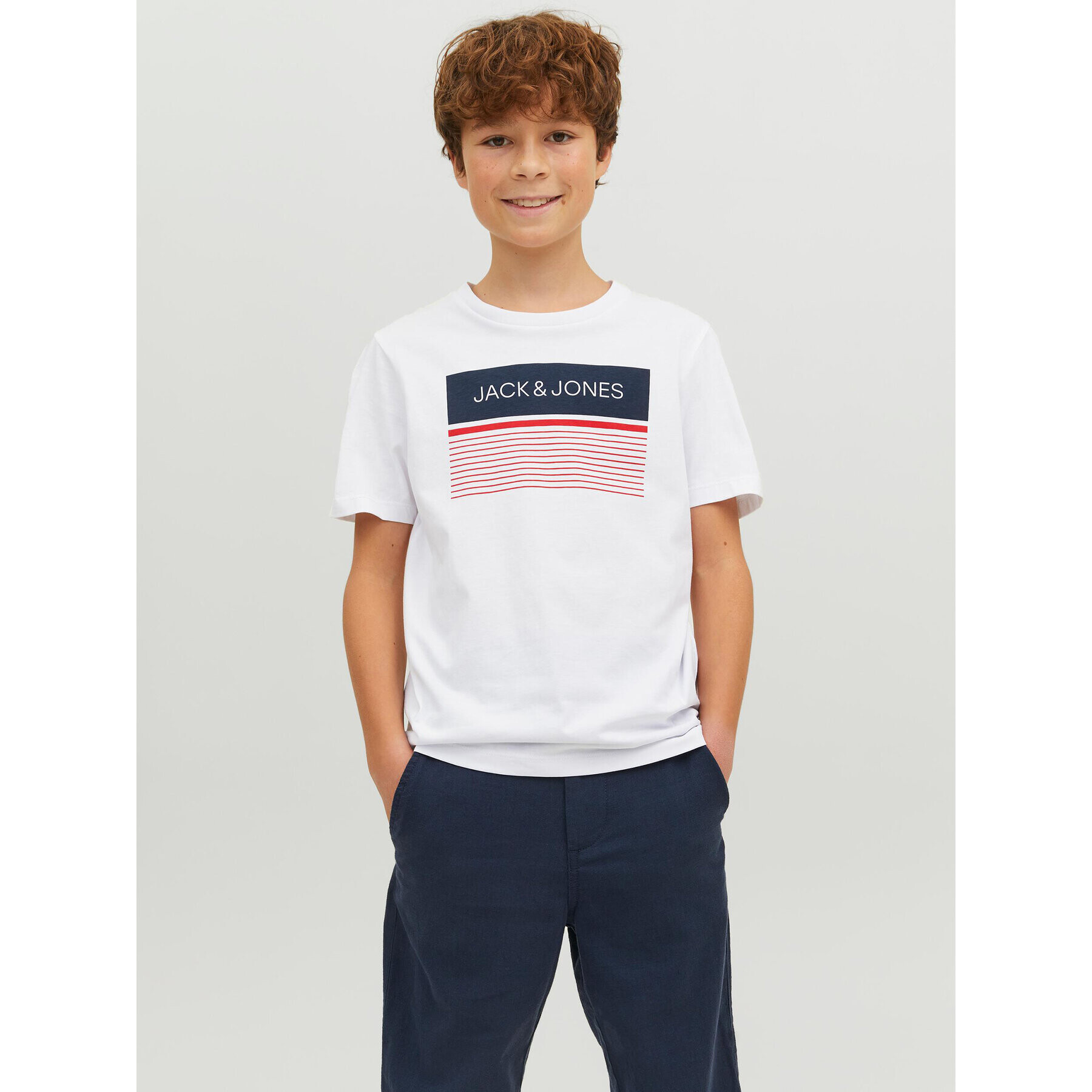 Jack&Jones Junior Tricou 12224231 Alb Regular Fit - Pled.ro