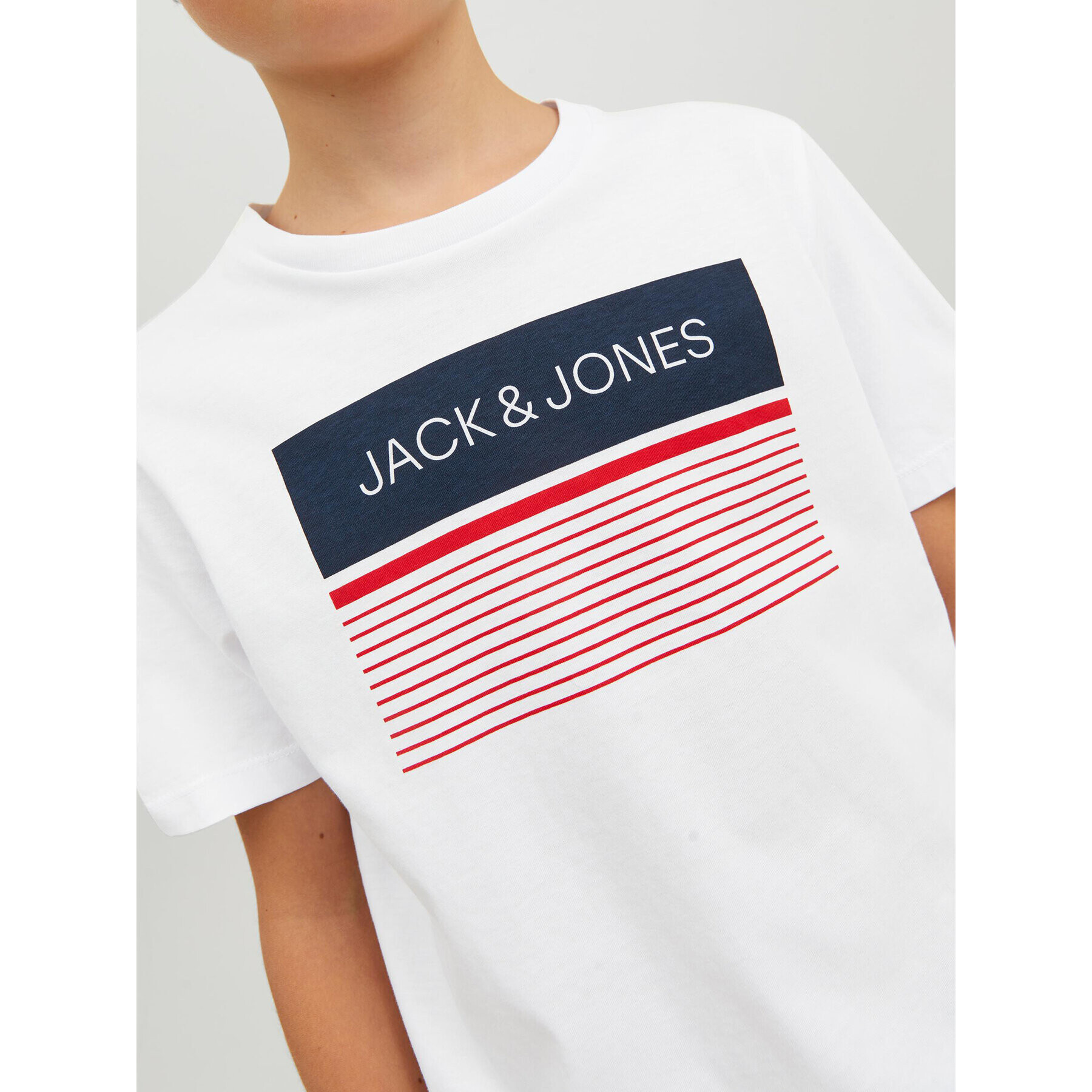 Jack&Jones Junior Tricou 12224231 Alb Regular Fit - Pled.ro