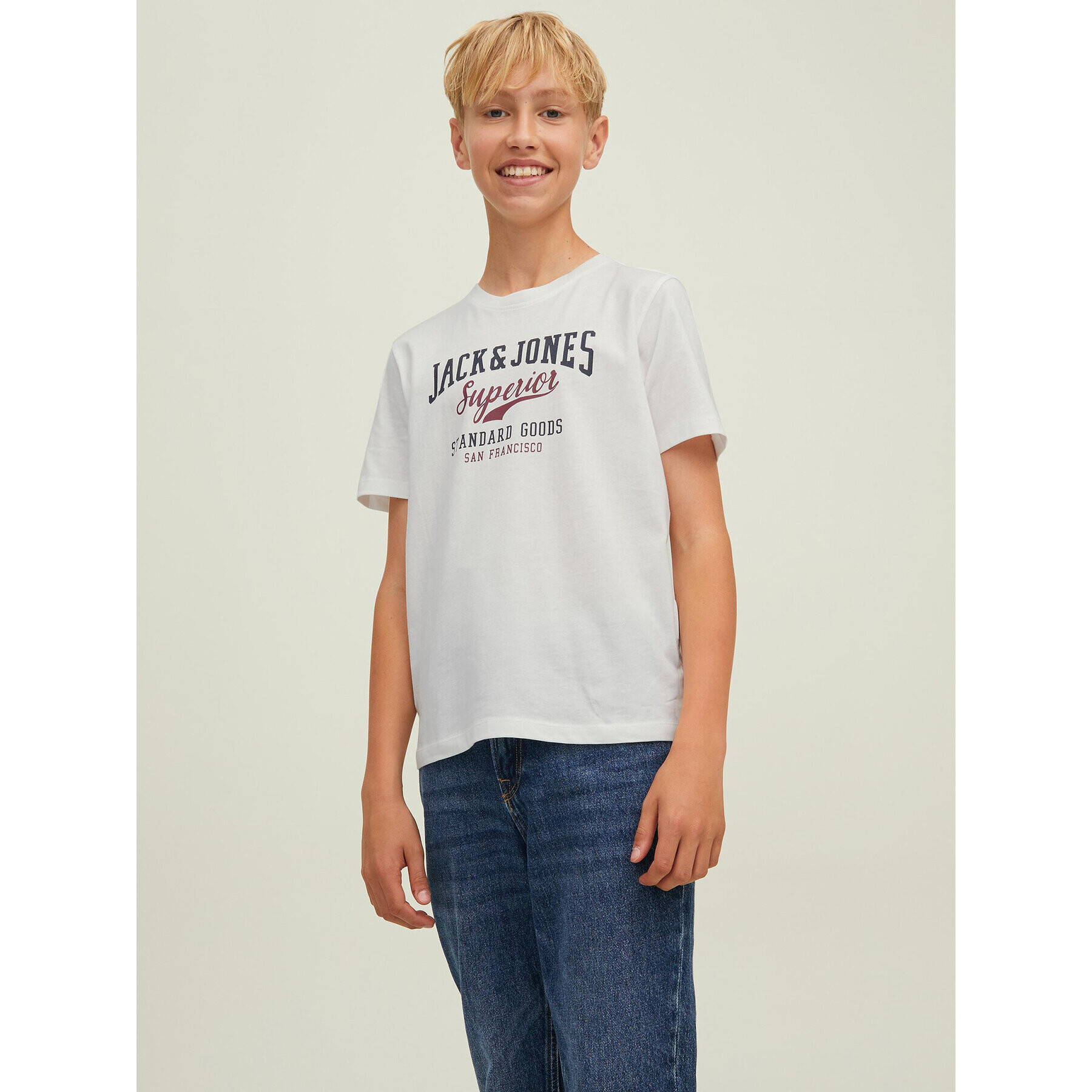 Jack&Jones Junior Tricou Logo 12213081 Alb Regular Fit - Pled.ro