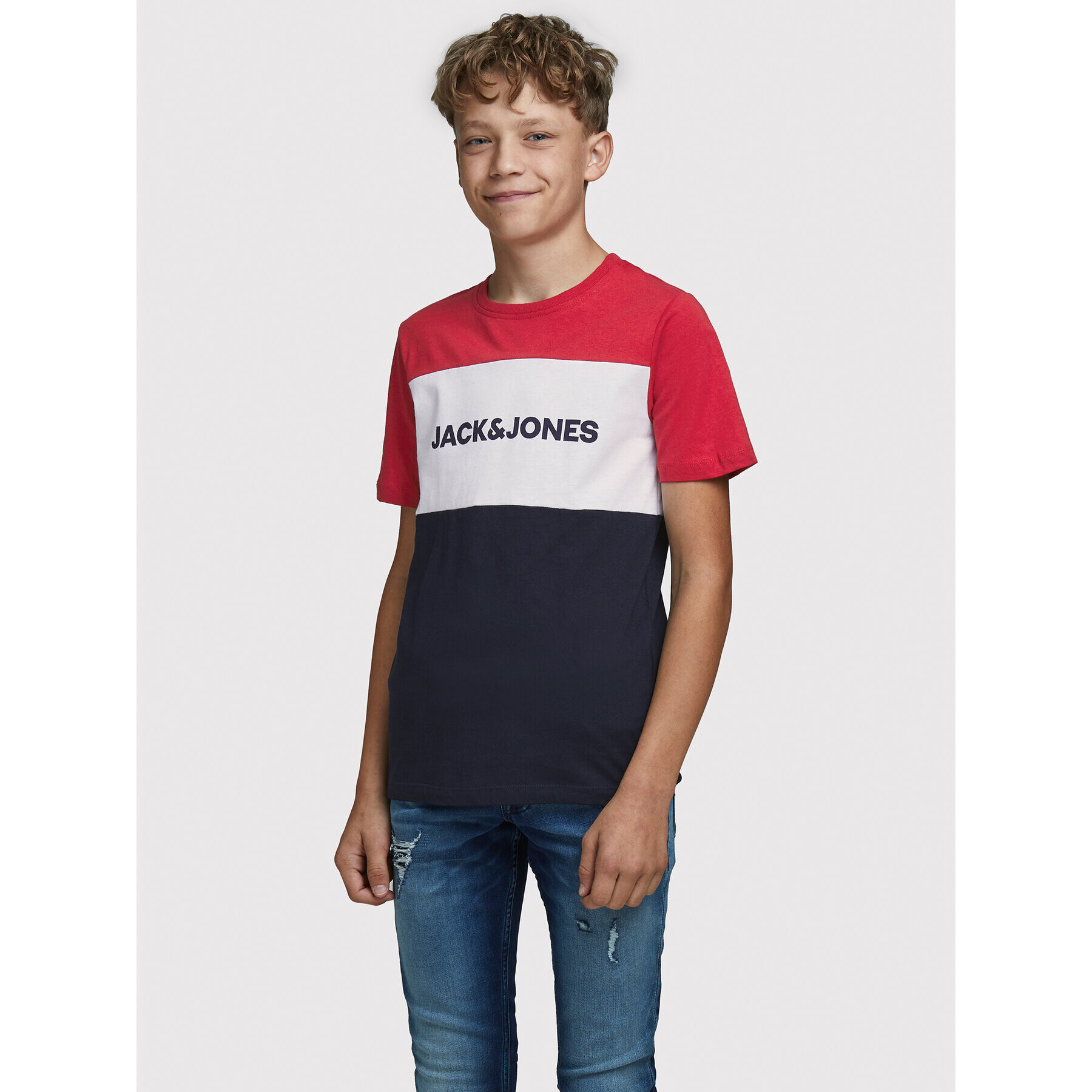 Jack&Jones Junior Tricou Logo Blocking 12174282 Colorat Regular Fit - Pled.ro