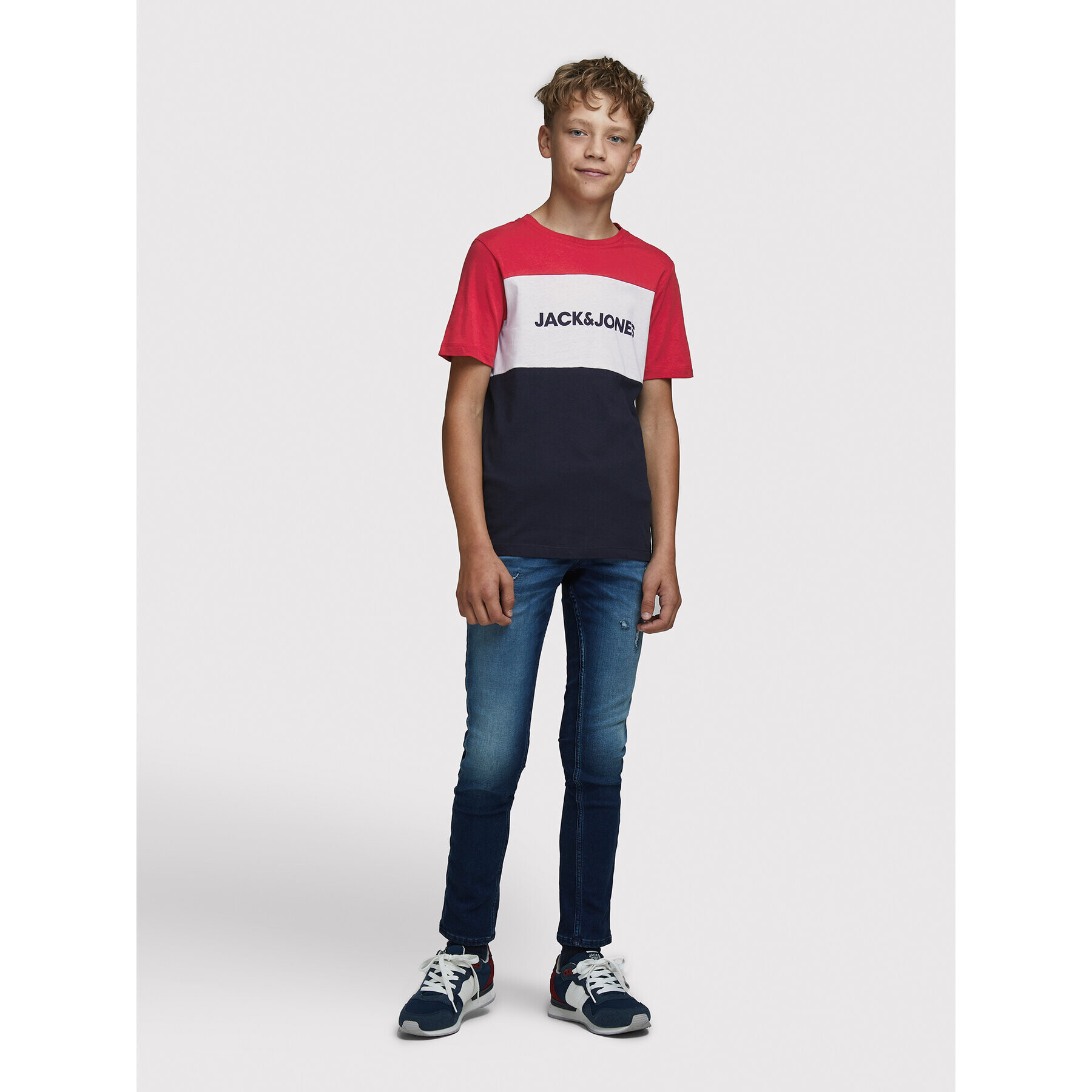 Jack&Jones Junior Tricou Logo Blocking 12174282 Colorat Regular Fit - Pled.ro