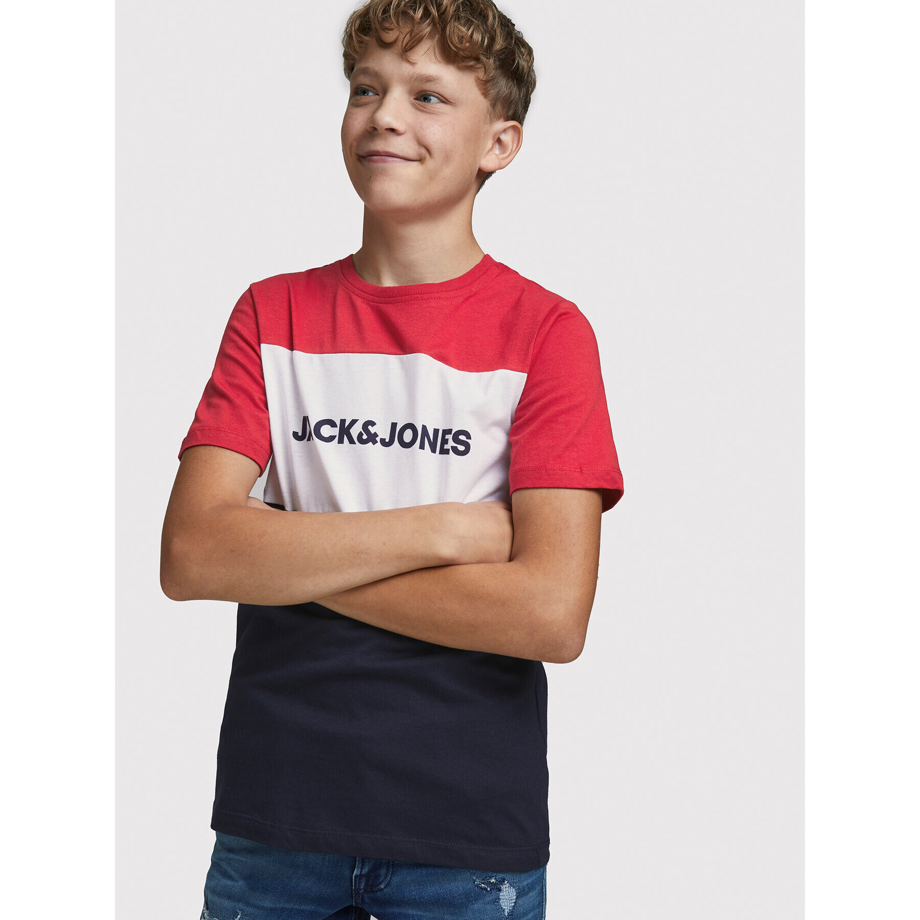 Jack&Jones Junior Tricou Logo Blocking 12174282 Colorat Regular Fit - Pled.ro