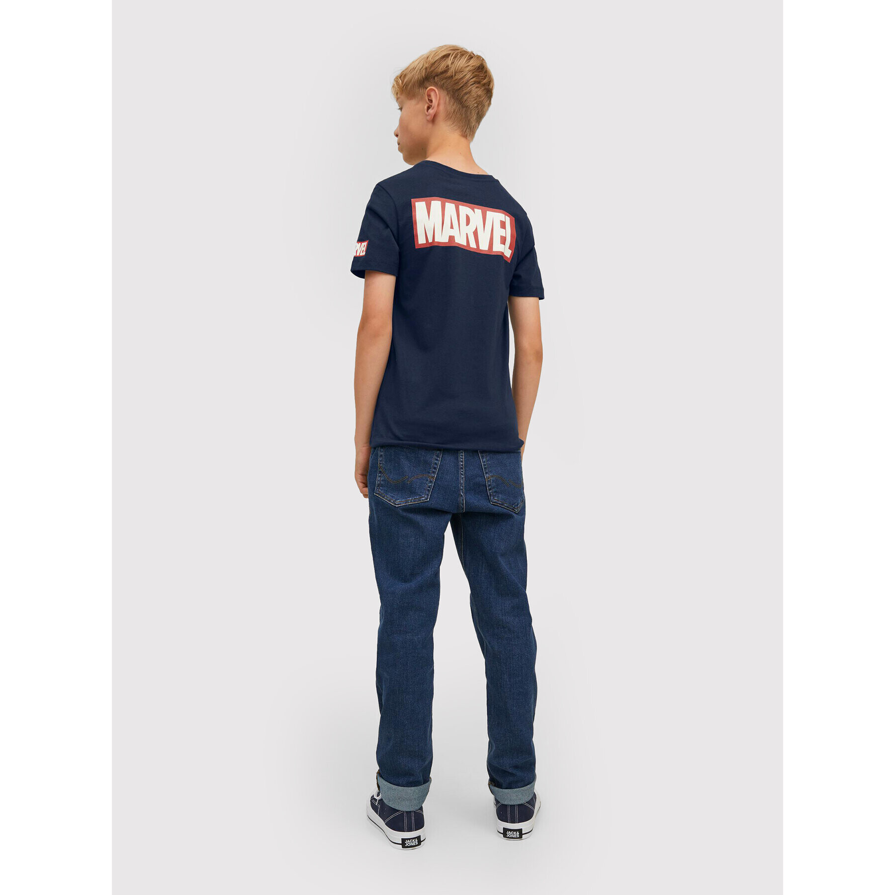 Jack&Jones Junior Tricou MARVEL Crew 12217797 Bleumarin Regular Fit - Pled.ro