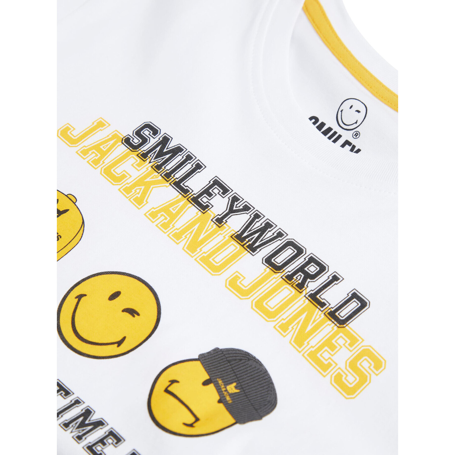 Jack&Jones Junior Tricou SMILEY WORLD 12223445 Alb Regular Fit - Pled.ro