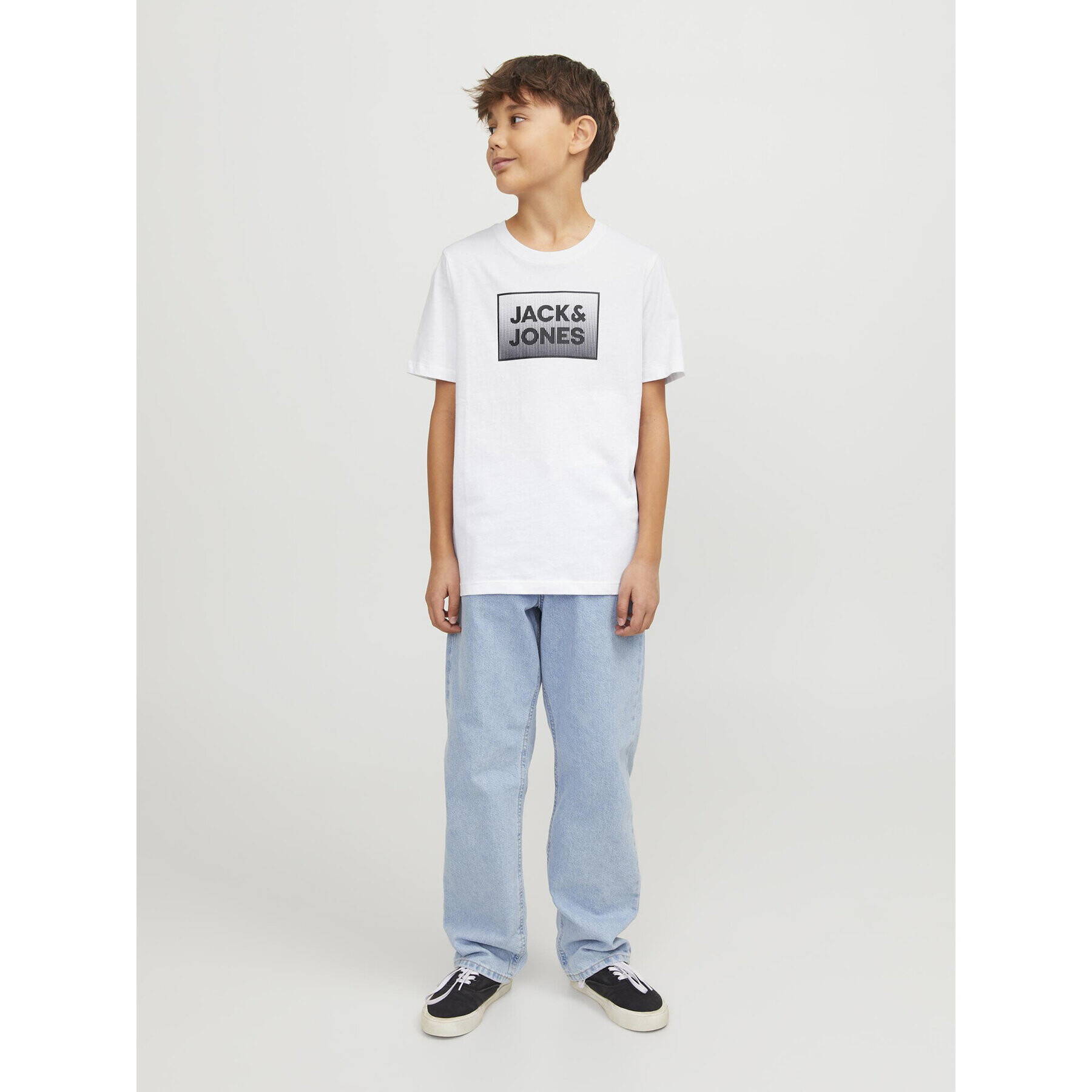 Jack&Jones Junior Tricou Steel 12249633 Alb Standard Fit - Pled.ro