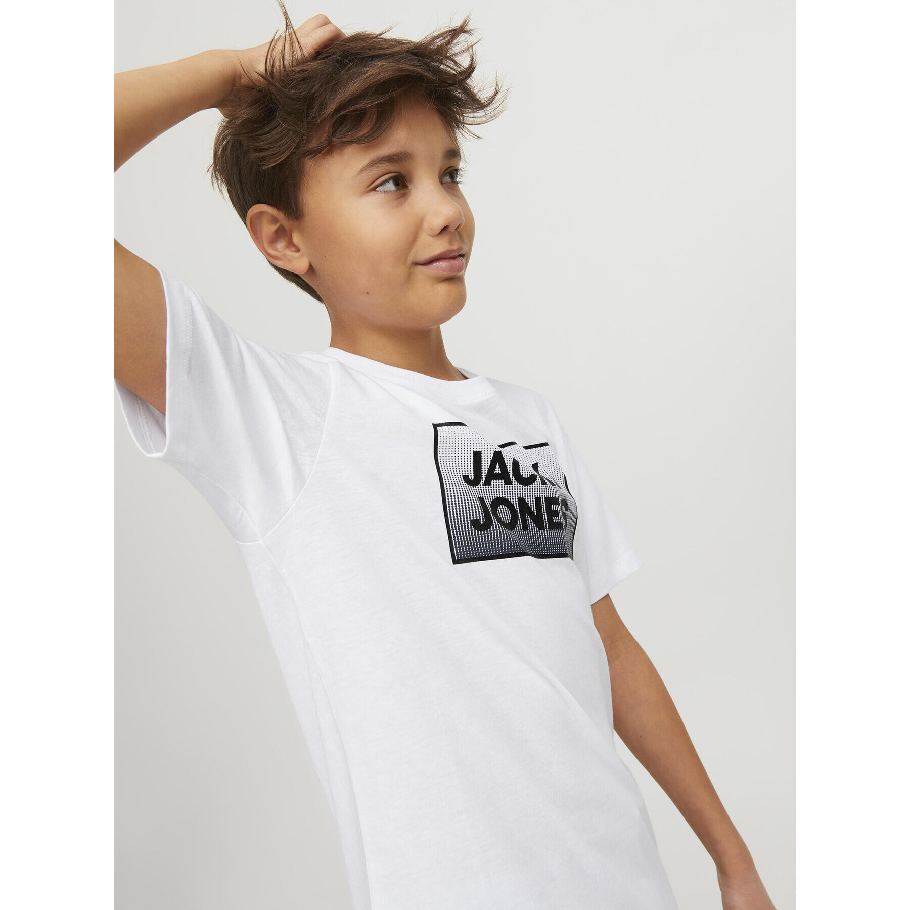 Jack&Jones Junior Tricou Steel 12249633 Alb Standard Fit - Pled.ro