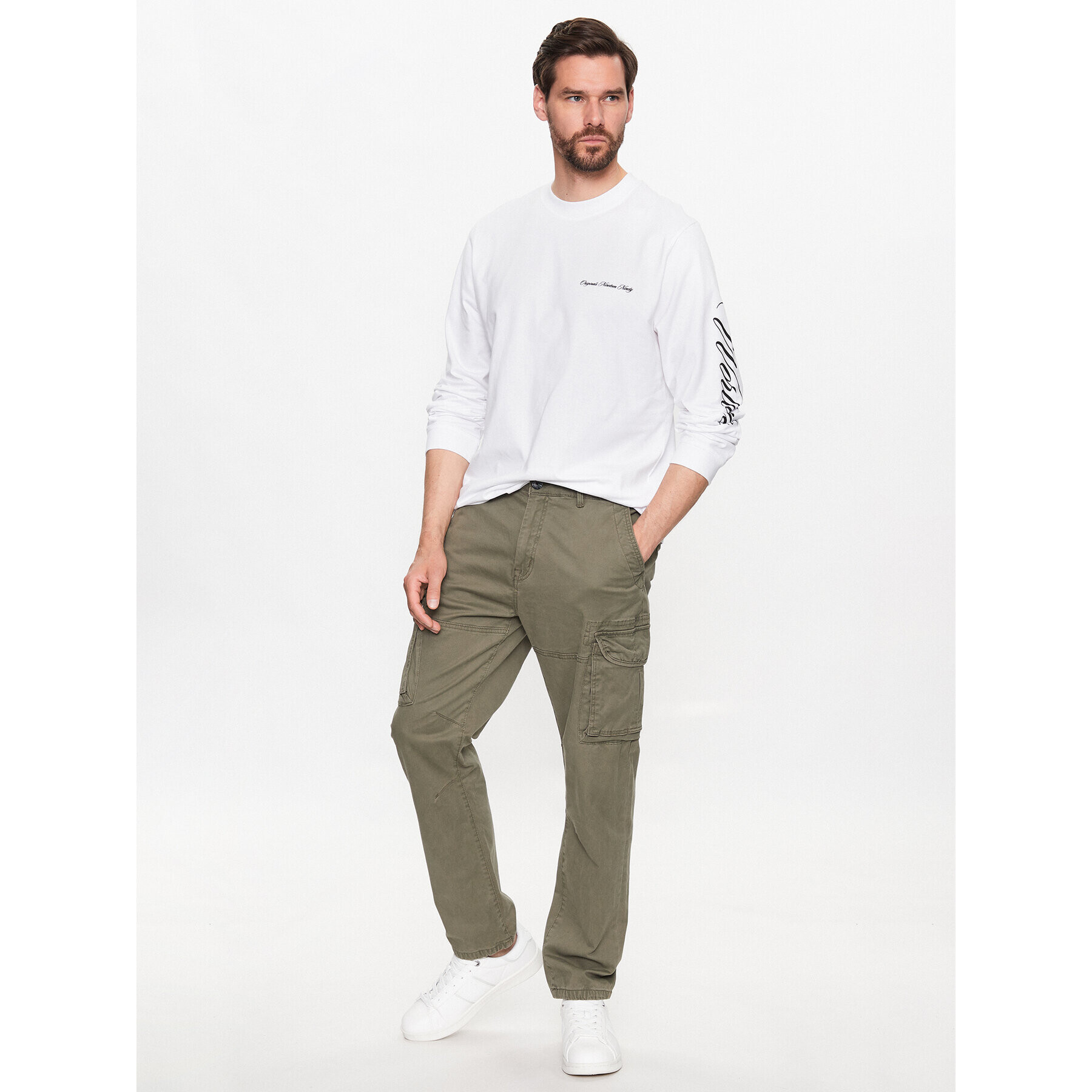 Jack&Jones Longsleeve Studio 12227722 Alb Regular Fit - Pled.ro