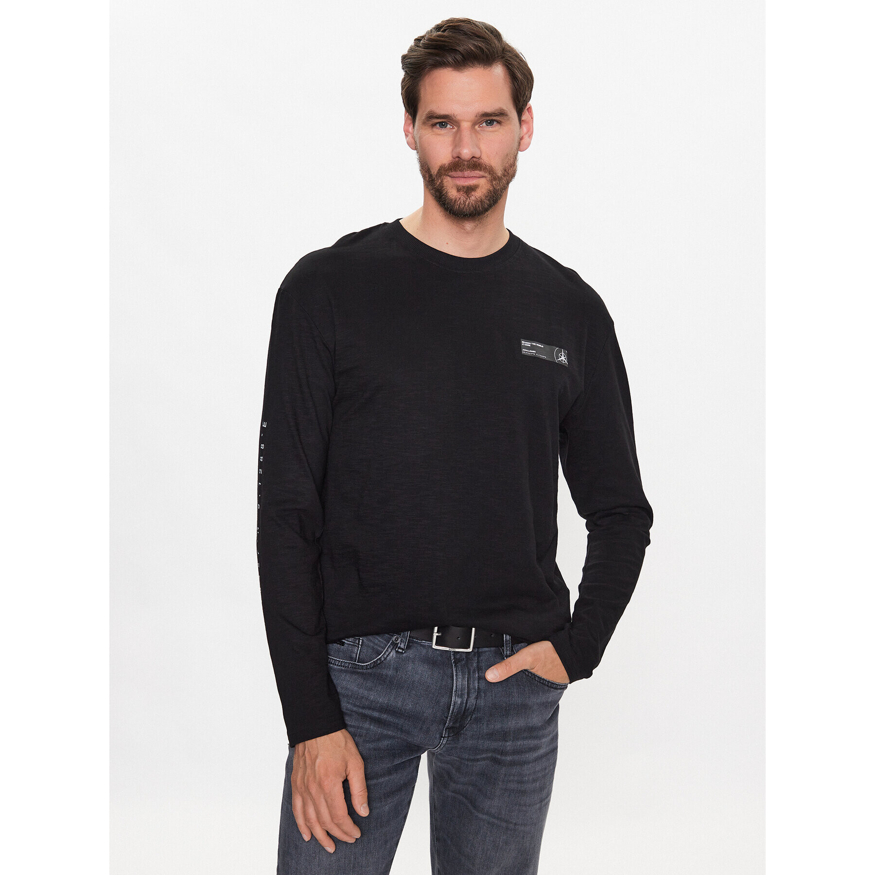 Jack&Jones Longsleeve Navigator 12229680 Negru Relaxed Fit - Pled.ro