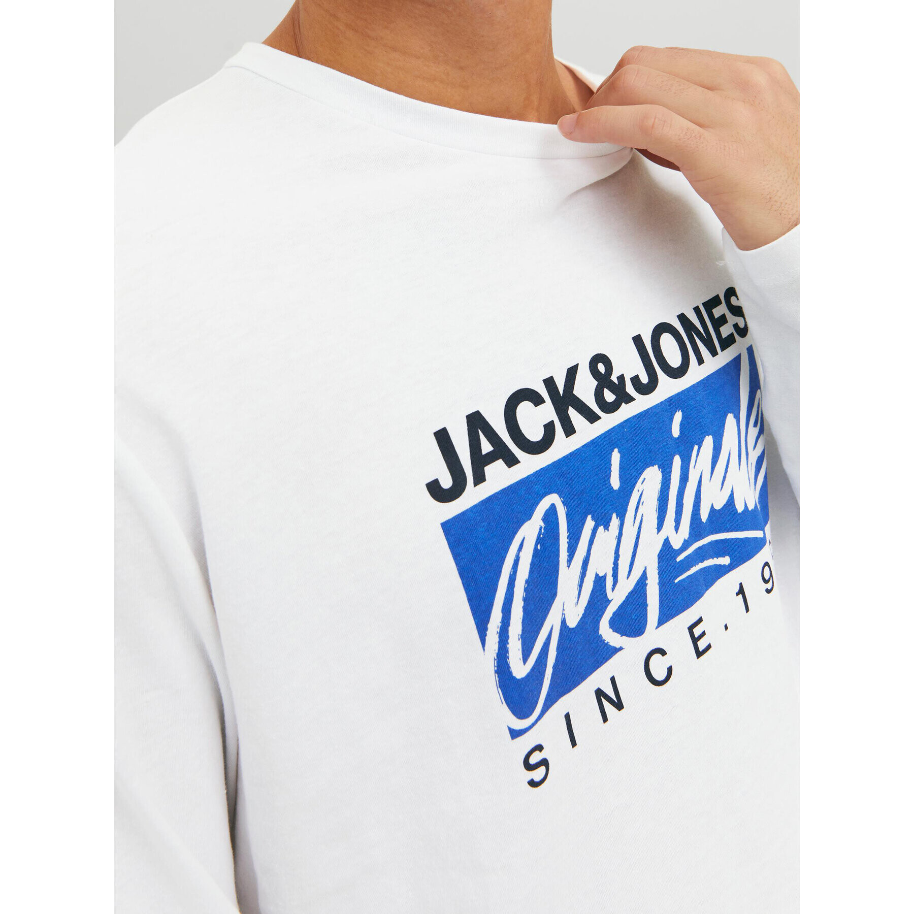 Jack&Jones Longsleeve Races 12232650 Alb Standard Fit - Pled.ro