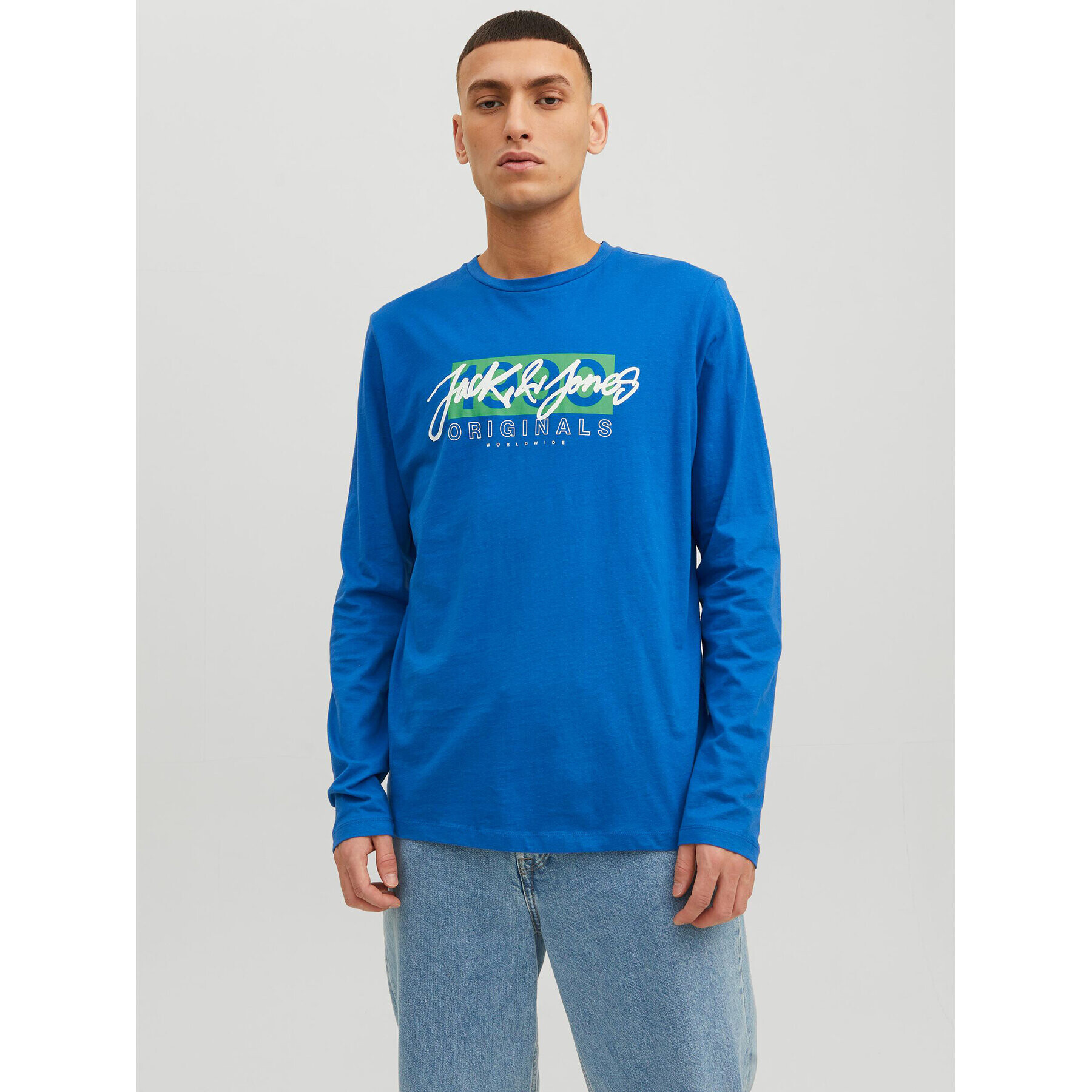 Jack&Jones Longsleeve Races 12232650 Albastru Standard Fit - Pled.ro