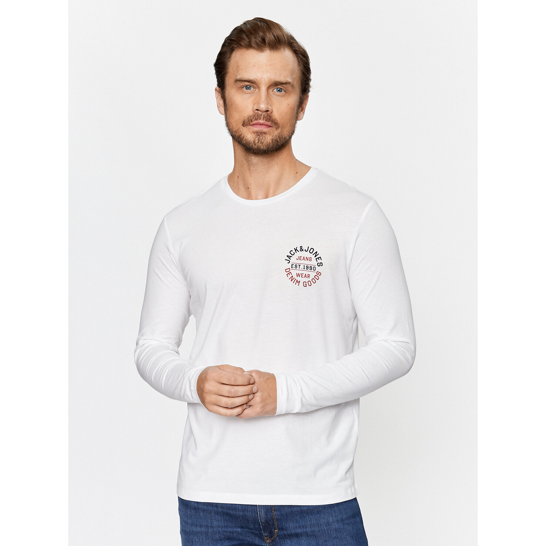 Jack&Jones Longsleeve 12235747 Alb Regular Fit - Pled.ro