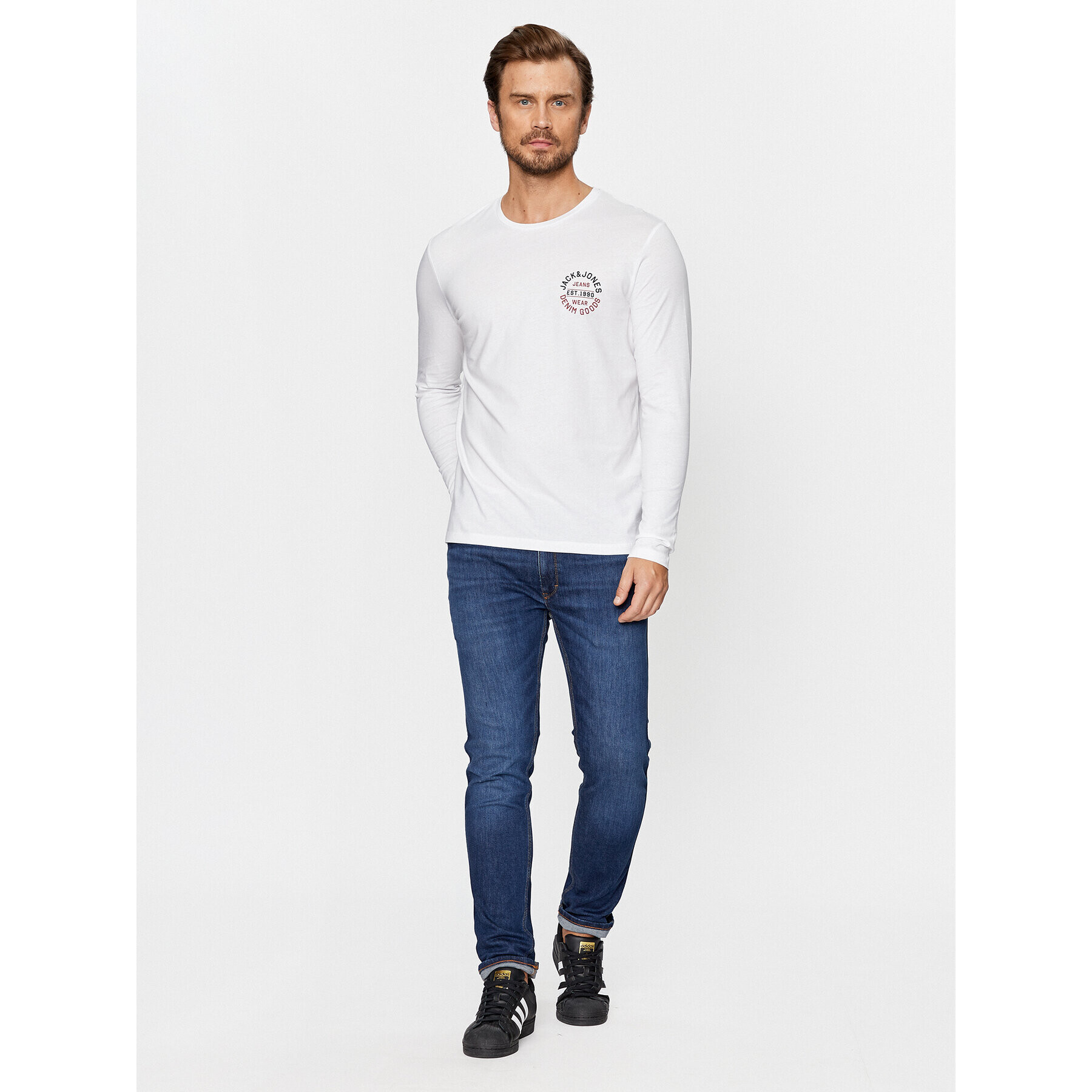 Jack&Jones Longsleeve 12235747 Alb Regular Fit - Pled.ro