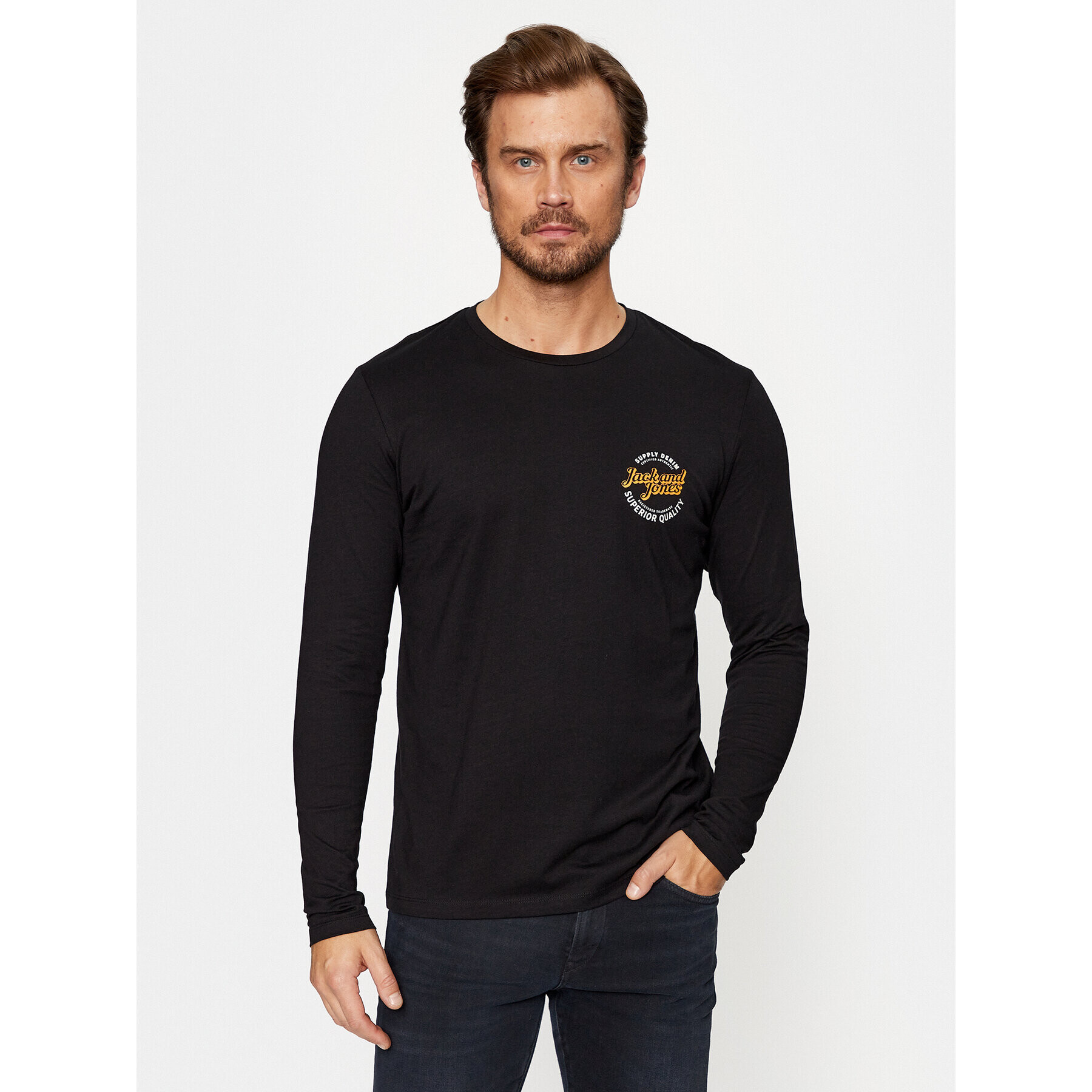 Jack&Jones Longsleeve 12235747 Negru Regular Fit - Pled.ro