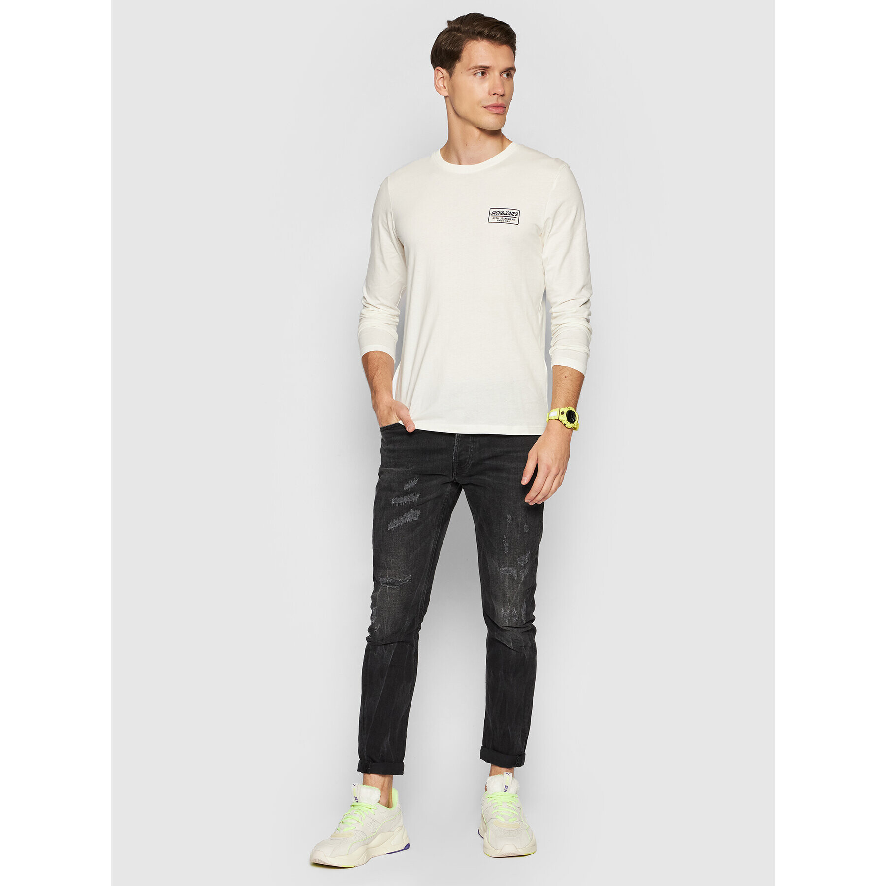 Jack&Jones Longsleeve Archie 12193726 Bej Standard Fit - Pled.ro