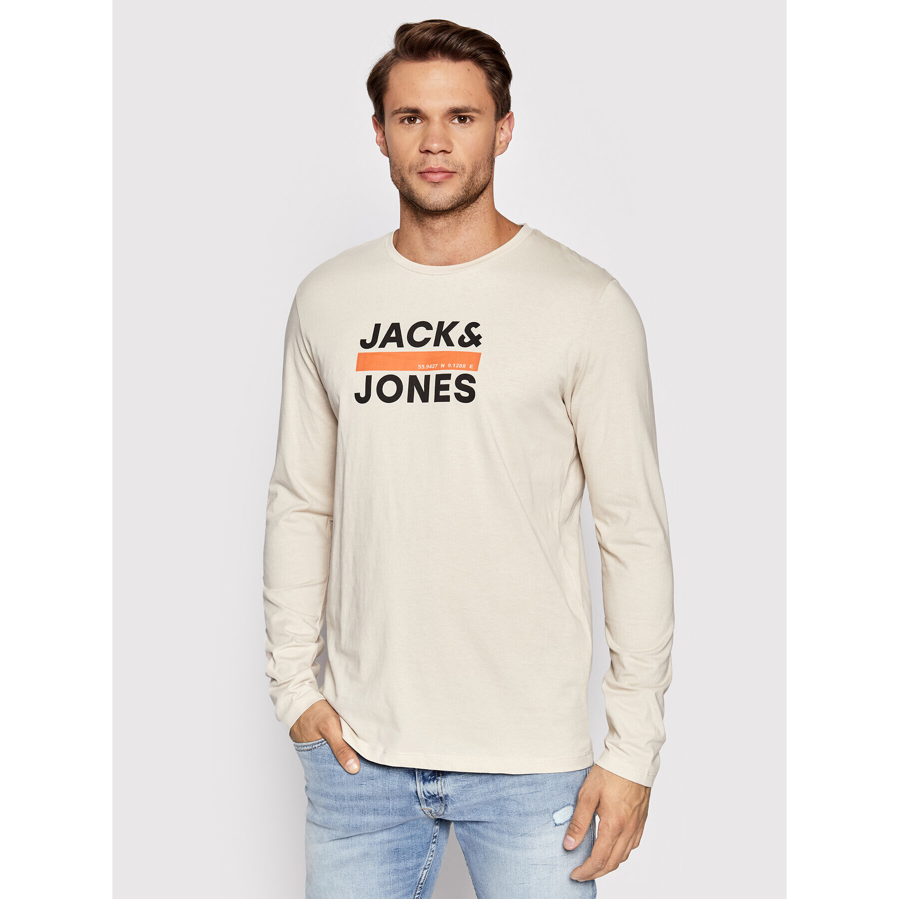 Jack&Jones Longsleeve Dan 12213768 Bej Relaxed Fit - Pled.ro