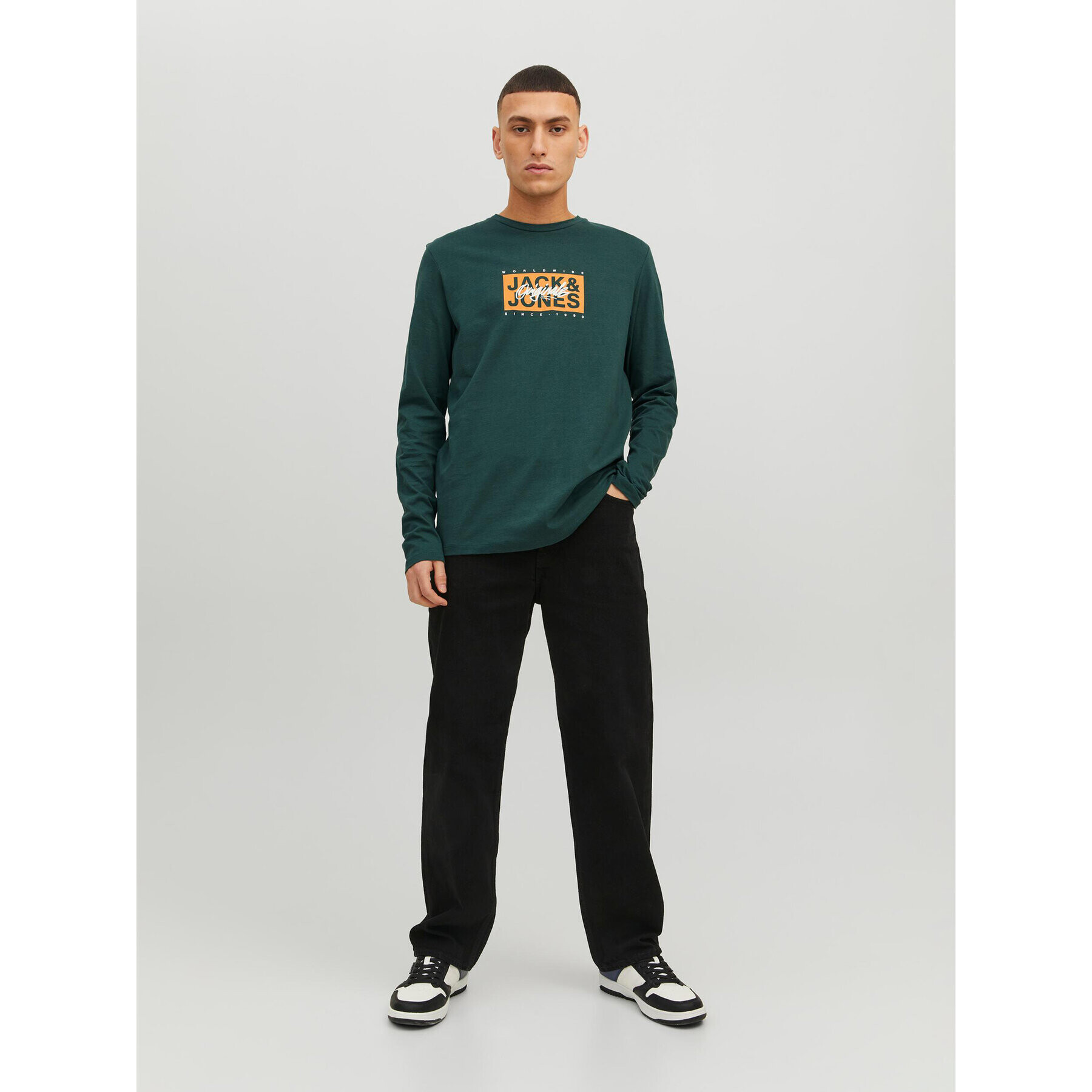 Jack&Jones Longsleeve Races 12232650 Verde Standard Fit - Pled.ro