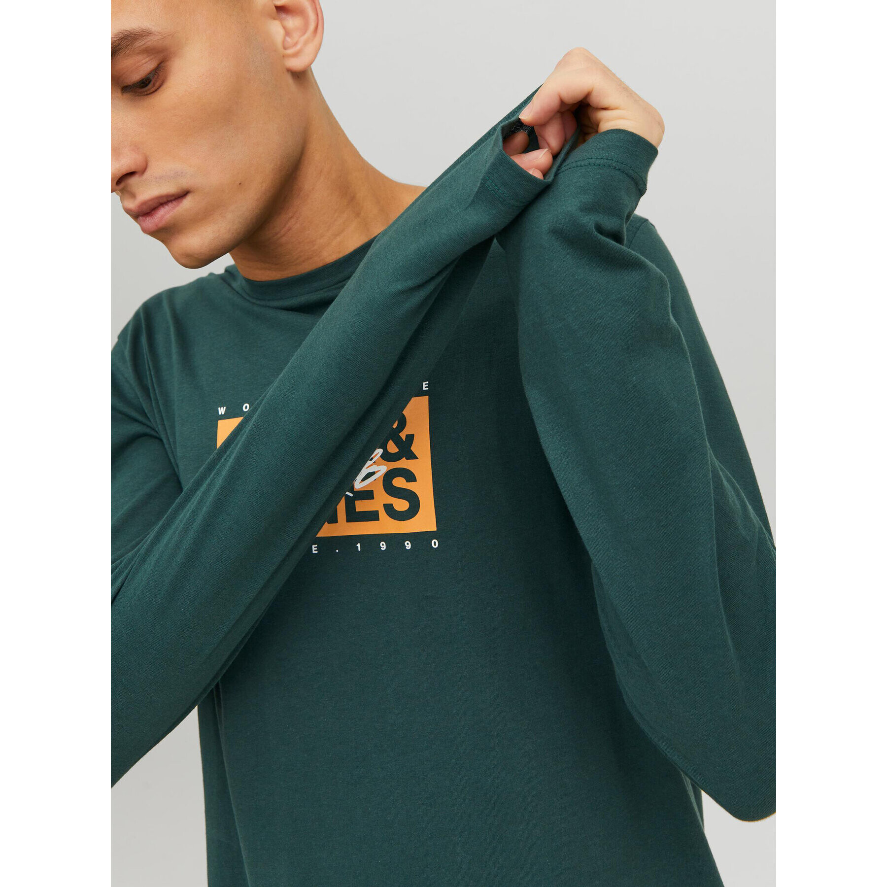 Jack&Jones Longsleeve Races 12232650 Verde Standard Fit - Pled.ro