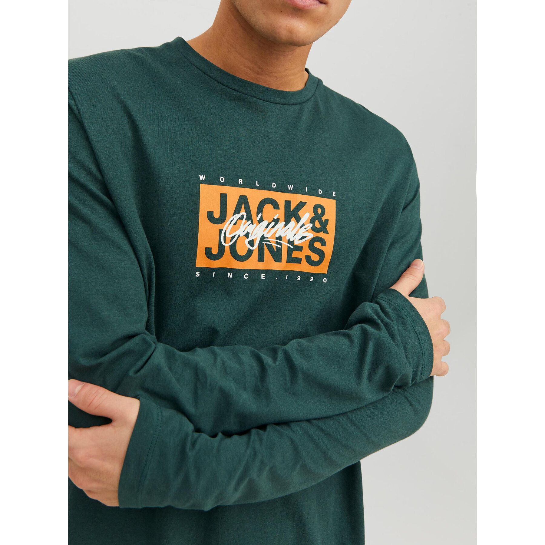 Jack&Jones Longsleeve Races 12232650 Verde Standard Fit - Pled.ro